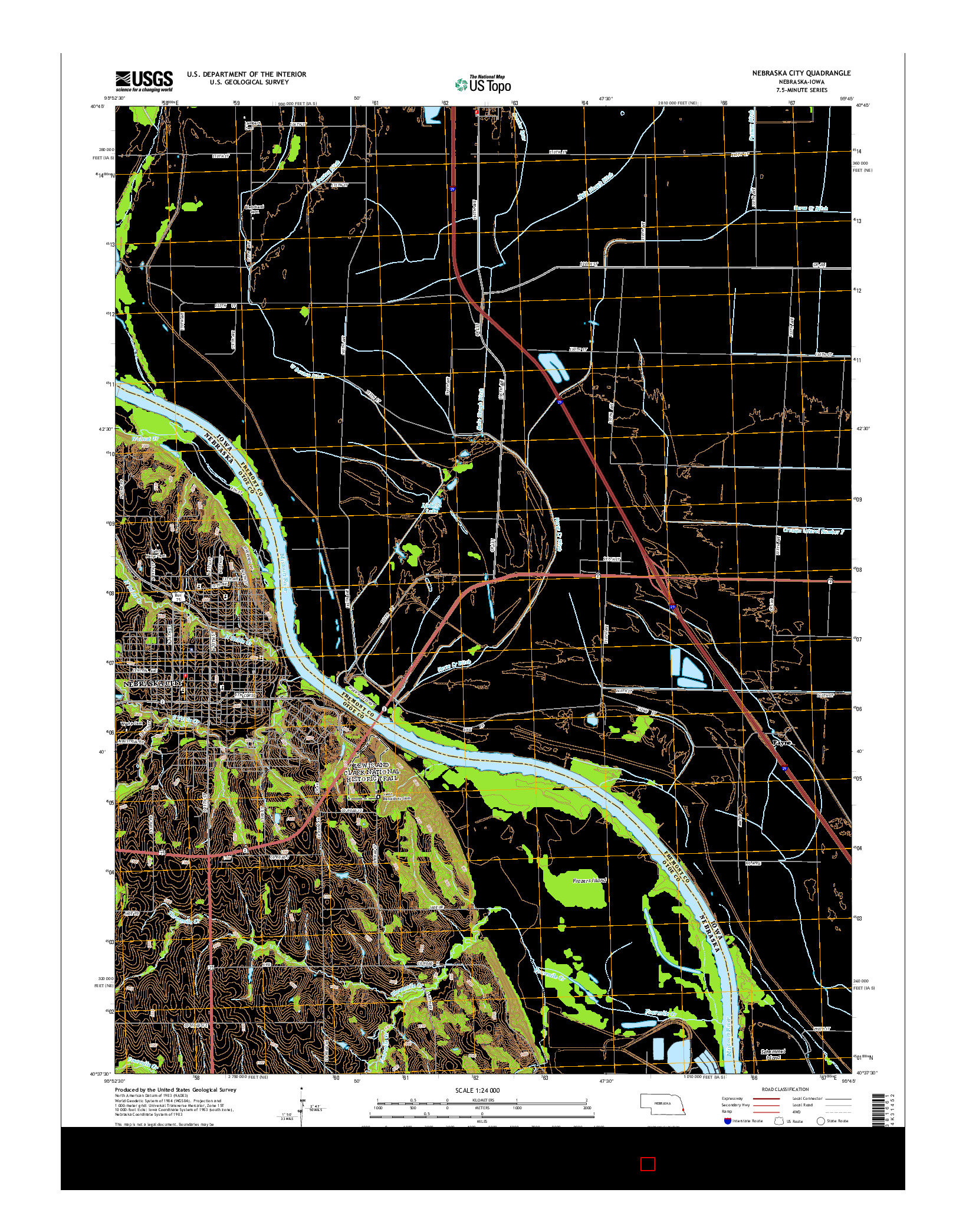 USGS US TOPO 7.5-MINUTE MAP FOR NEBRASKA CITY, NE-IA 2014
