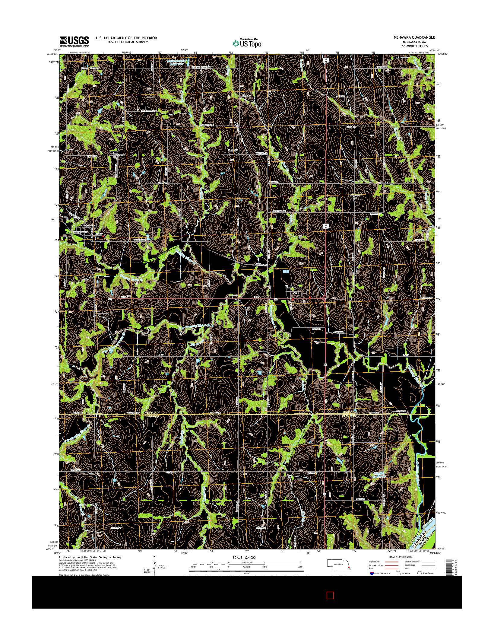 USGS US TOPO 7.5-MINUTE MAP FOR NEHAWKA, NE-IA 2014