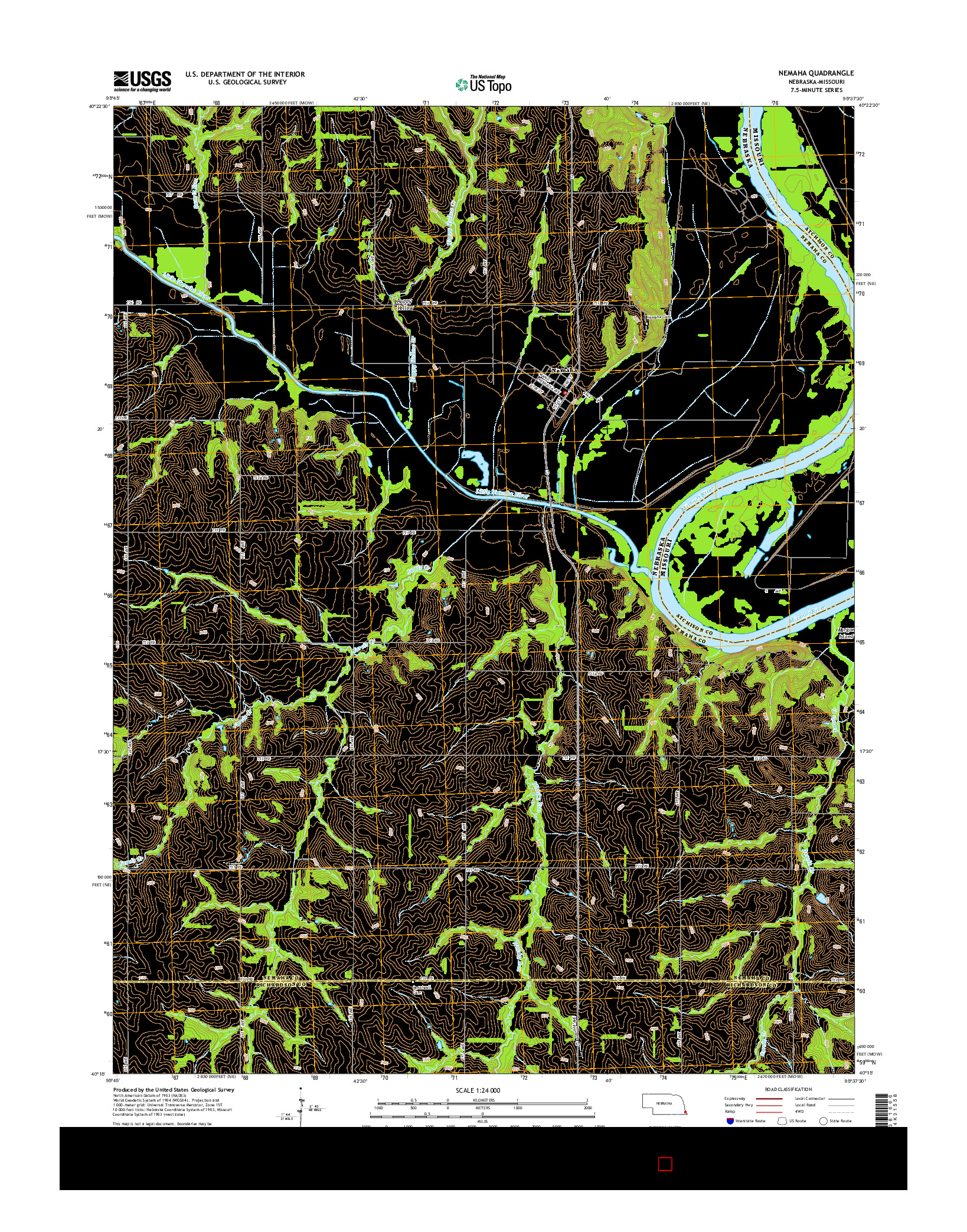 USGS US TOPO 7.5-MINUTE MAP FOR NEMAHA, NE-MO 2014