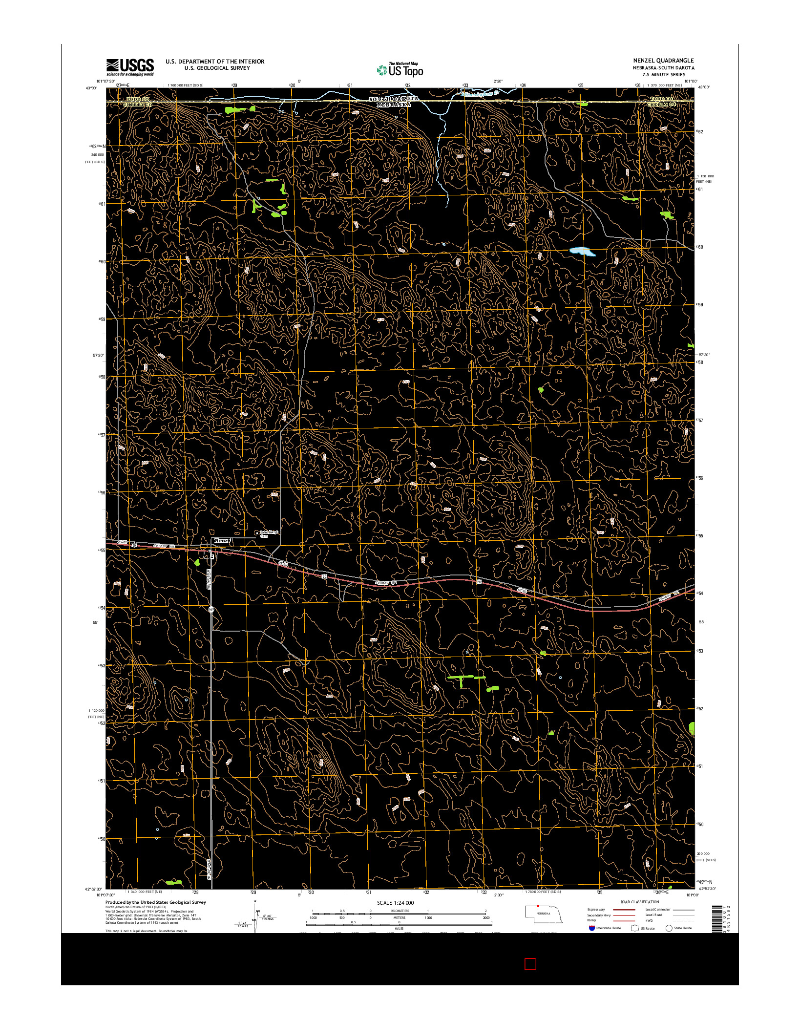 USGS US TOPO 7.5-MINUTE MAP FOR NENZEL, NE-SD 2014