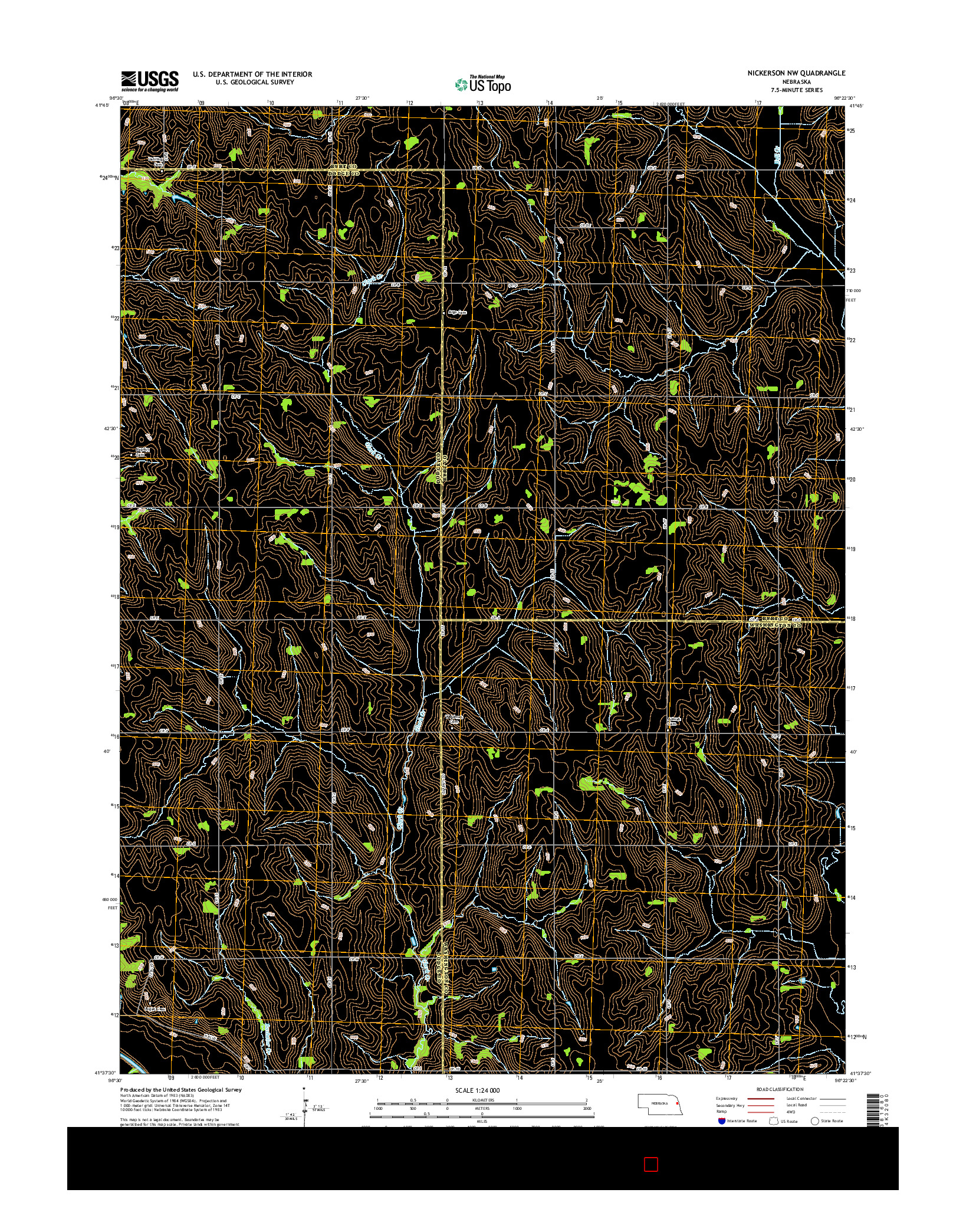 USGS US TOPO 7.5-MINUTE MAP FOR NICKERSON NW, NE 2014