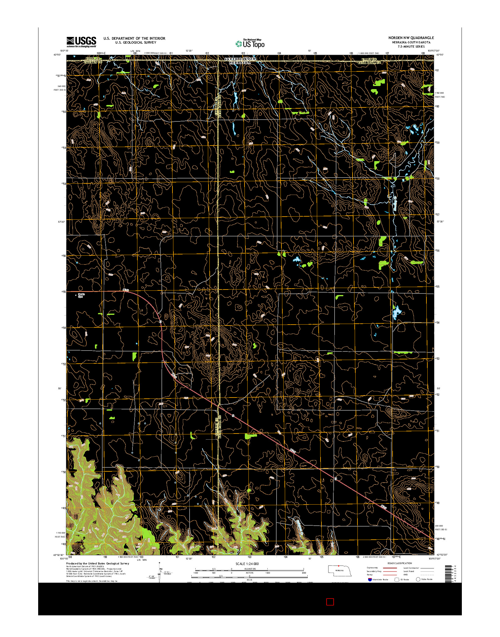 USGS US TOPO 7.5-MINUTE MAP FOR NORDEN NW, NE-SD 2014