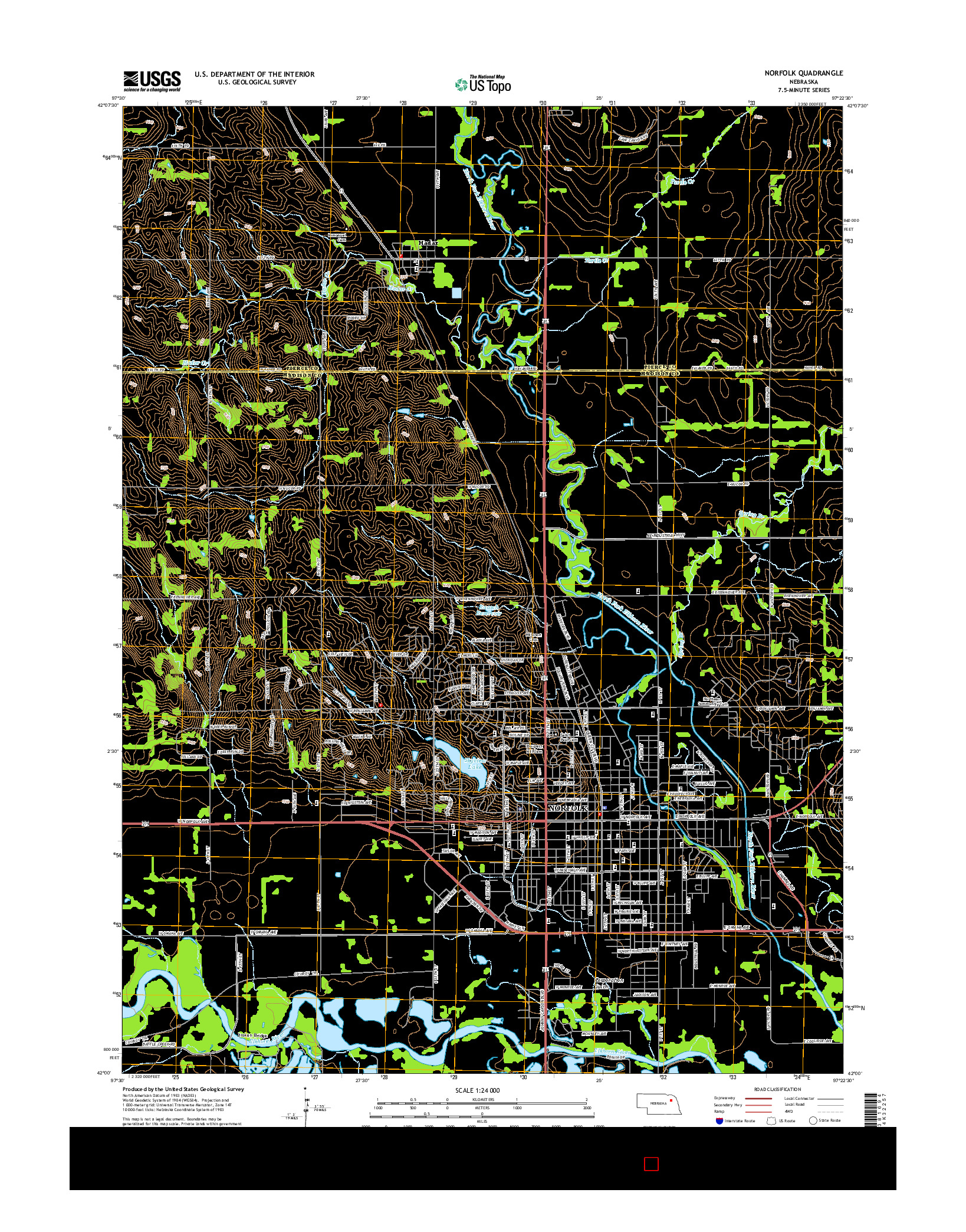 USGS US TOPO 7.5-MINUTE MAP FOR NORFOLK, NE 2014