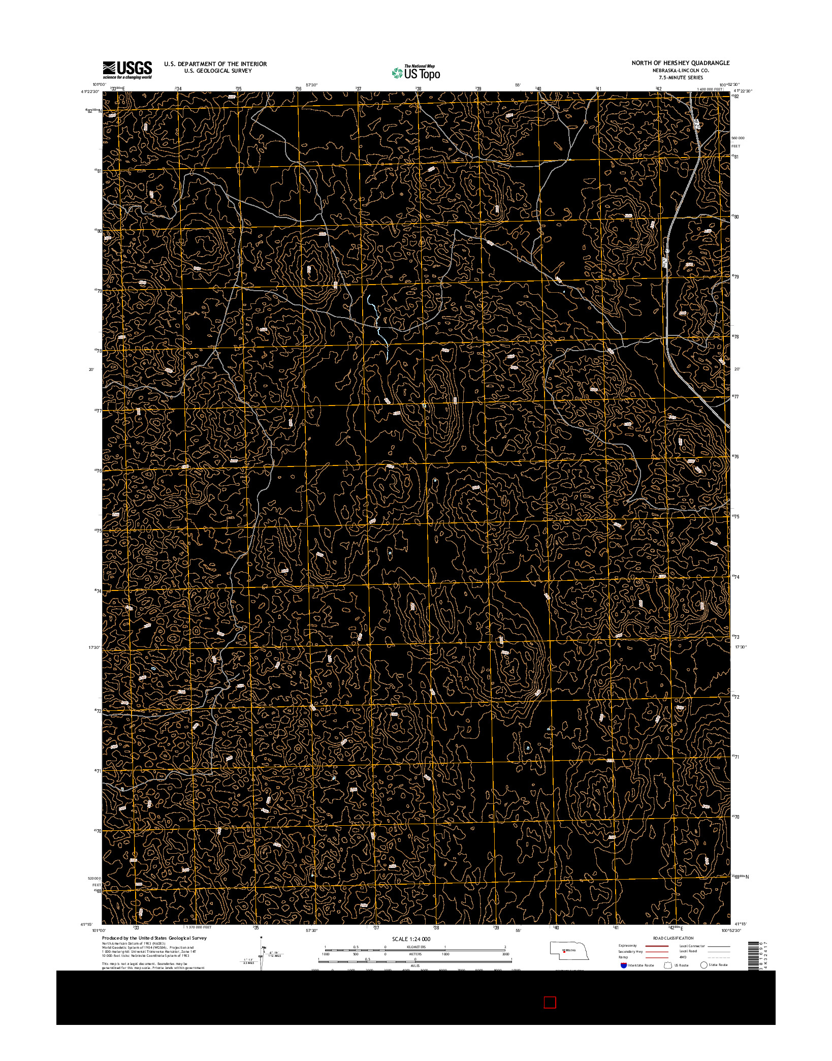 USGS US TOPO 7.5-MINUTE MAP FOR NORTH OF HERSHEY, NE 2014