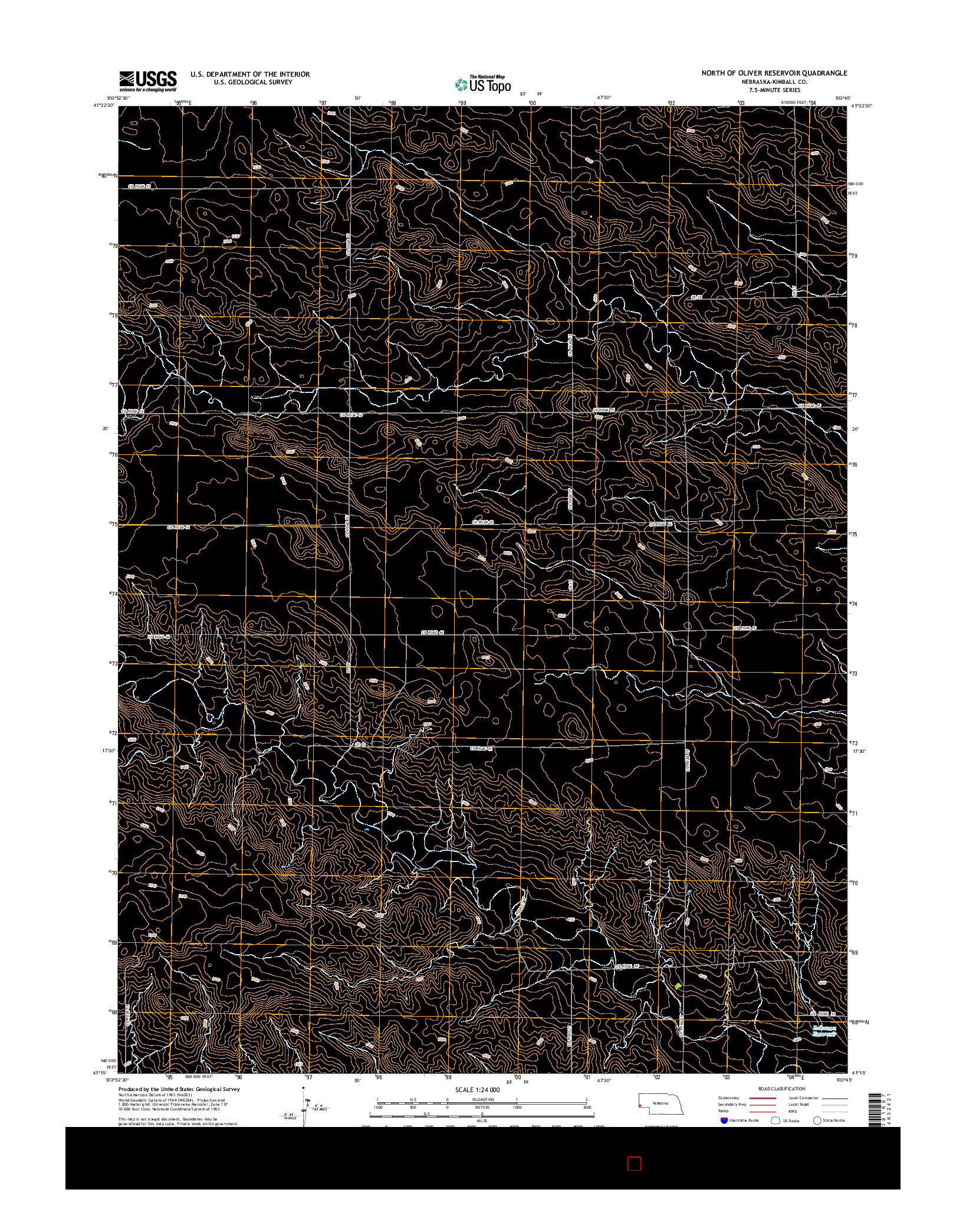 USGS US TOPO 7.5-MINUTE MAP FOR NORTH OF OLIVER RESERVOIR, NE 2014