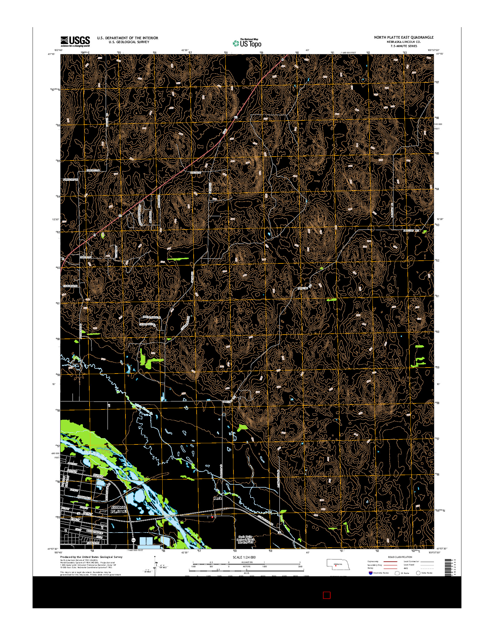 USGS US TOPO 7.5-MINUTE MAP FOR NORTH PLATTE EAST, NE 2014
