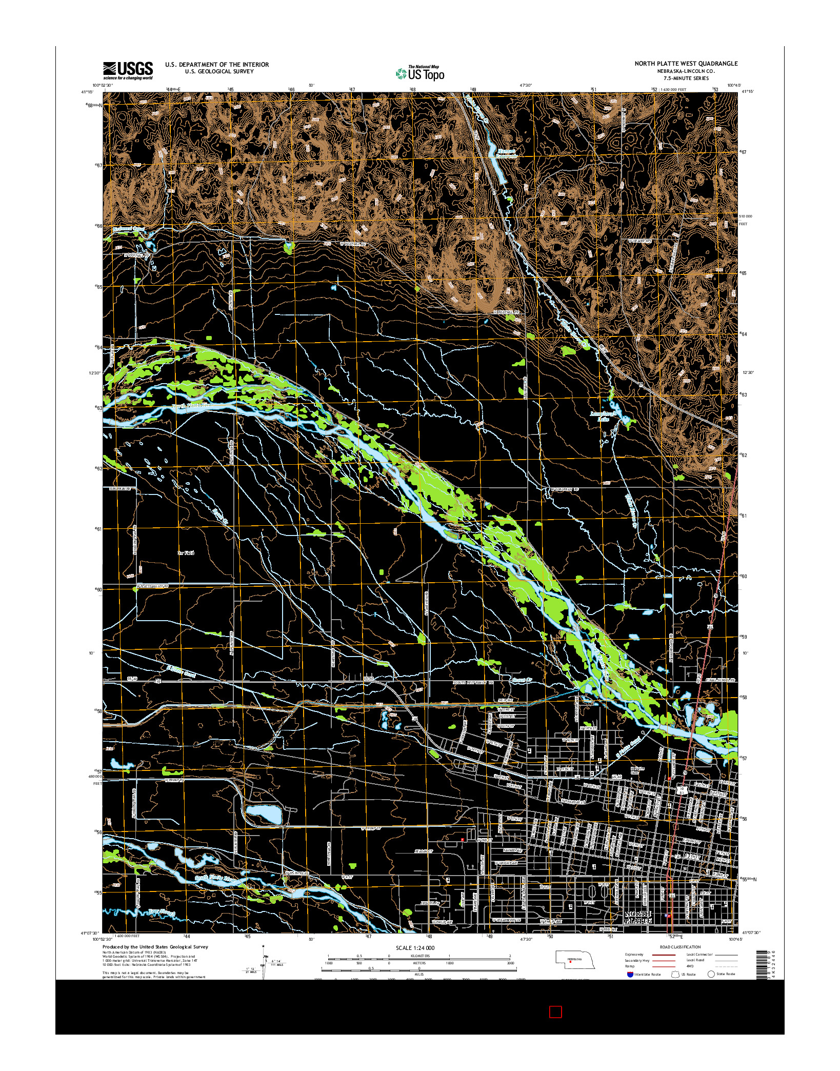 USGS US TOPO 7.5-MINUTE MAP FOR NORTH PLATTE WEST, NE 2014