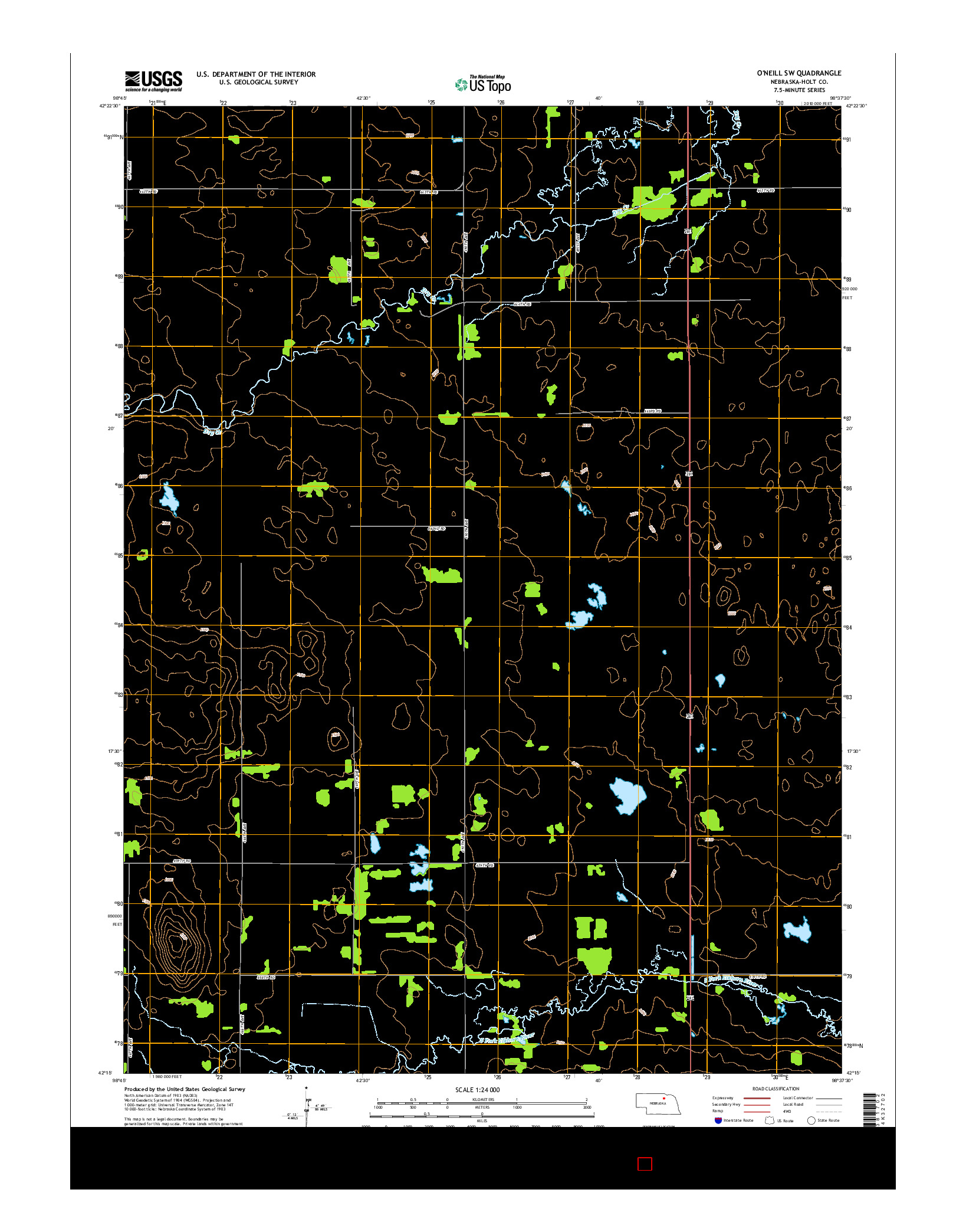 USGS US TOPO 7.5-MINUTE MAP FOR O'NEILL SW, NE 2014