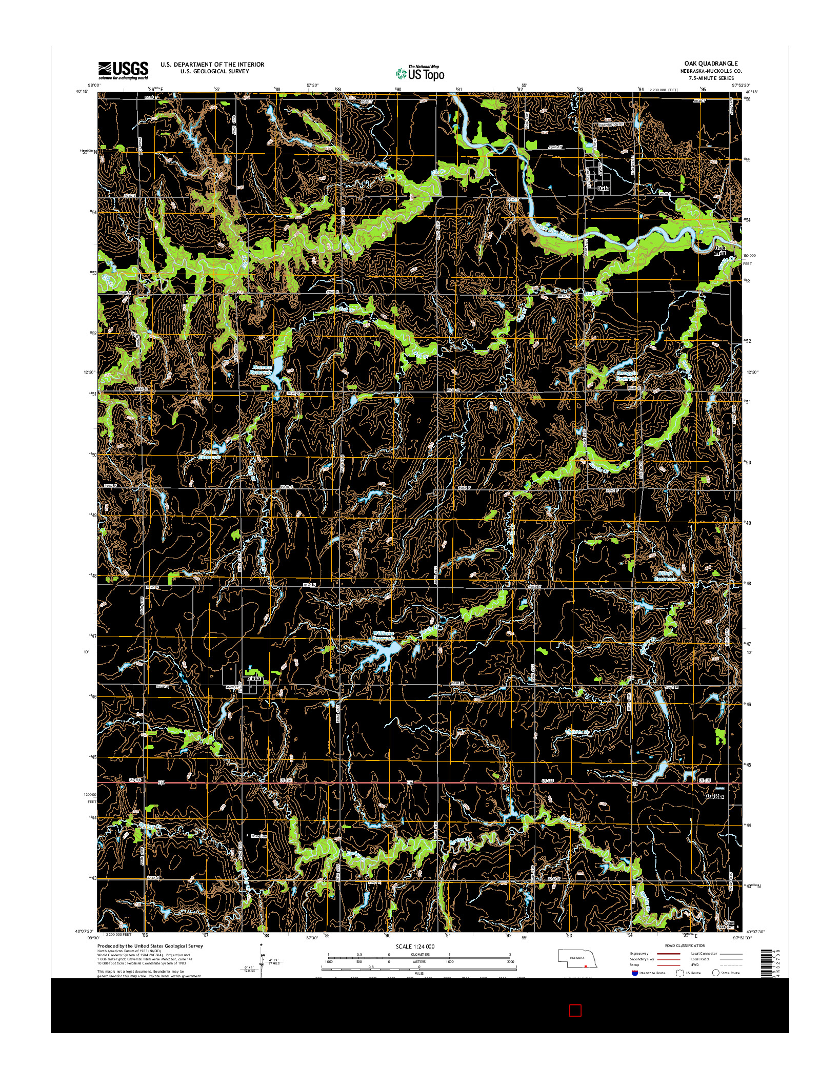 USGS US TOPO 7.5-MINUTE MAP FOR OAK, NE 2014