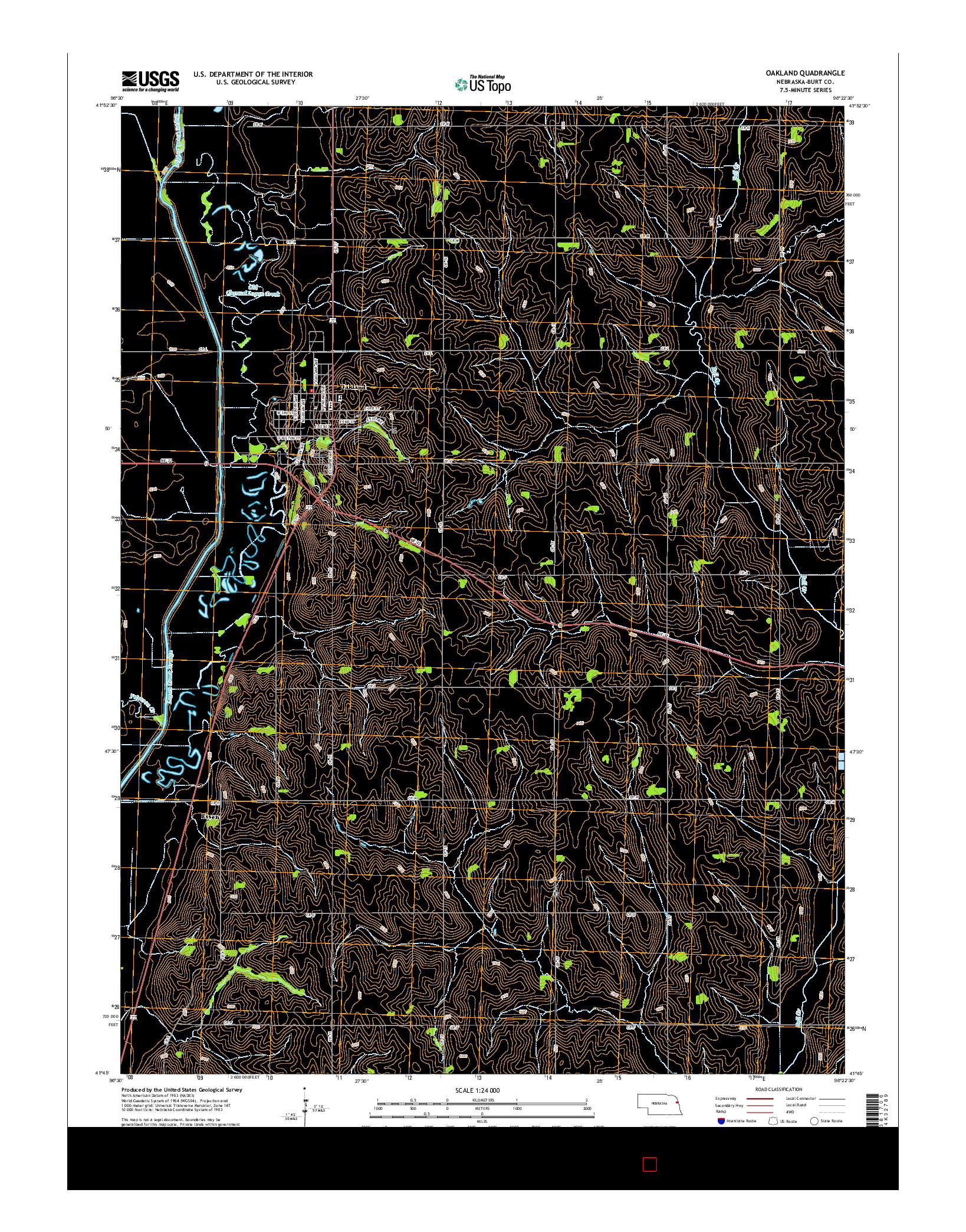 USGS US TOPO 7.5-MINUTE MAP FOR OAKLAND, NE 2014