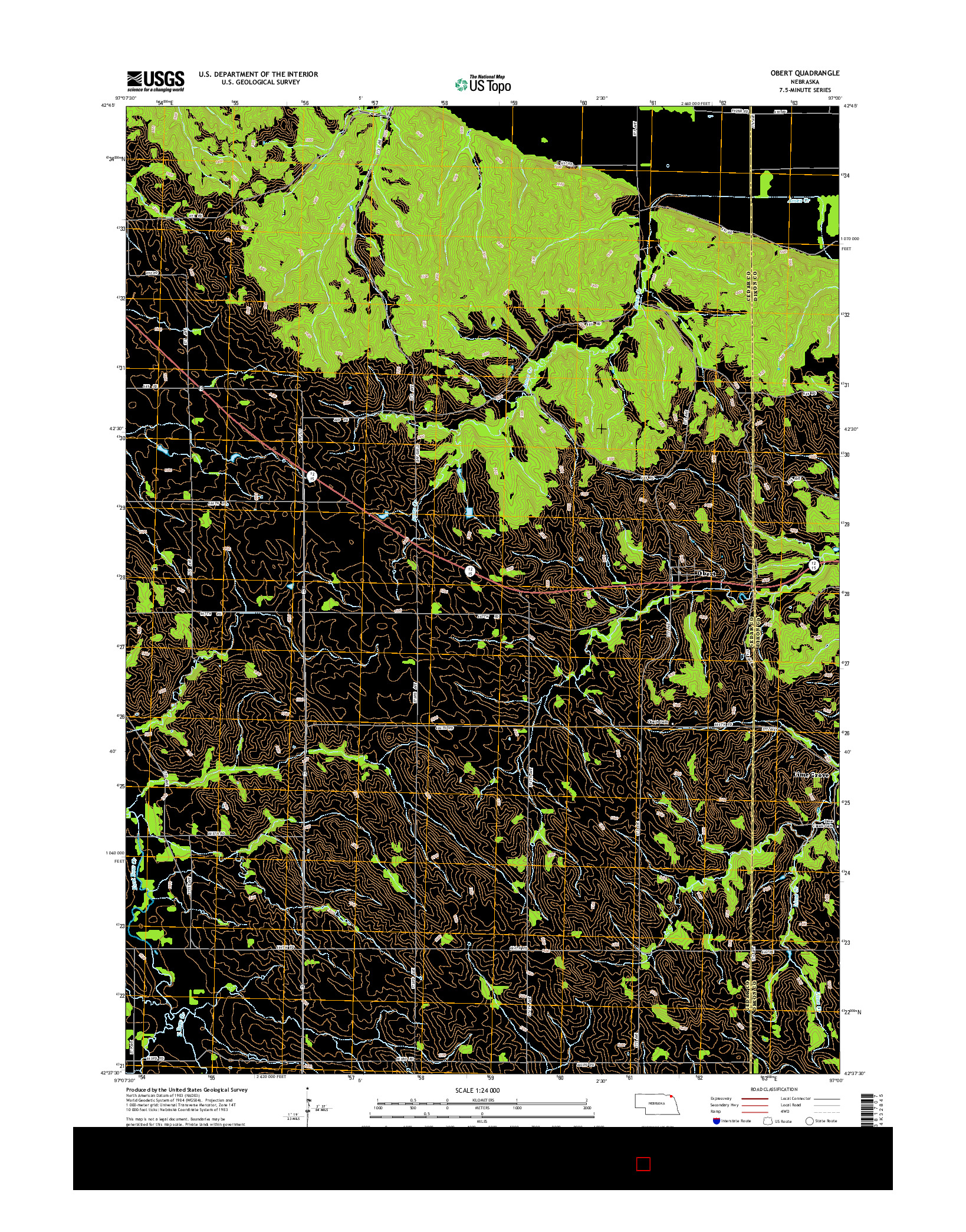 USGS US TOPO 7.5-MINUTE MAP FOR OBERT, NE 2014