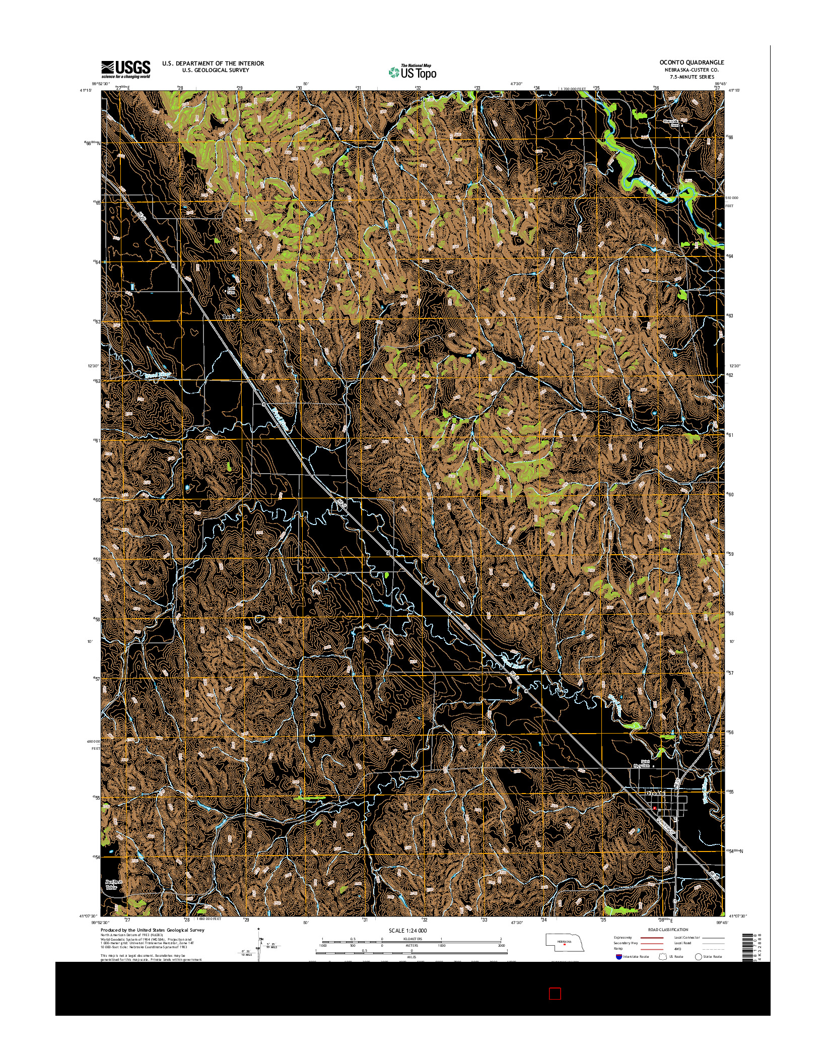 USGS US TOPO 7.5-MINUTE MAP FOR OCONTO, NE 2014