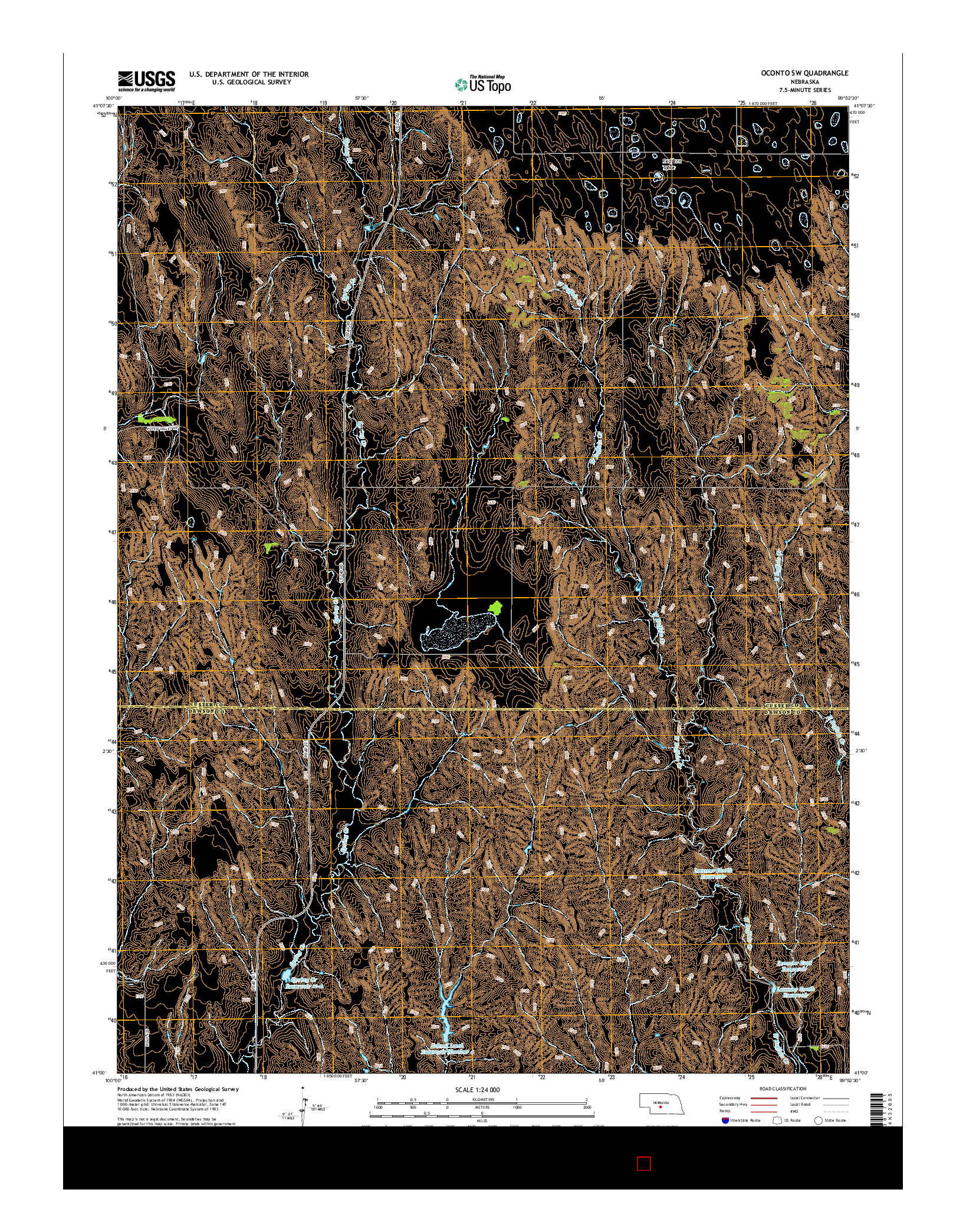 USGS US TOPO 7.5-MINUTE MAP FOR OCONTO SW, NE 2014