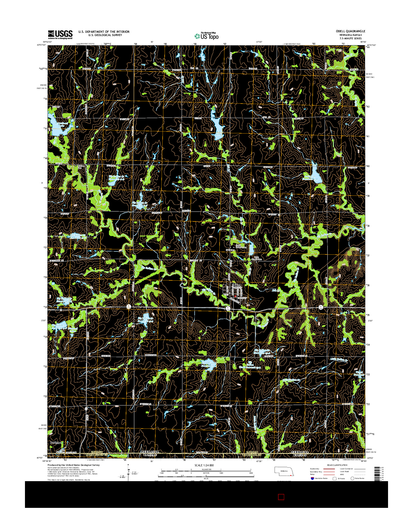 USGS US TOPO 7.5-MINUTE MAP FOR ODELL, NE-KS 2014