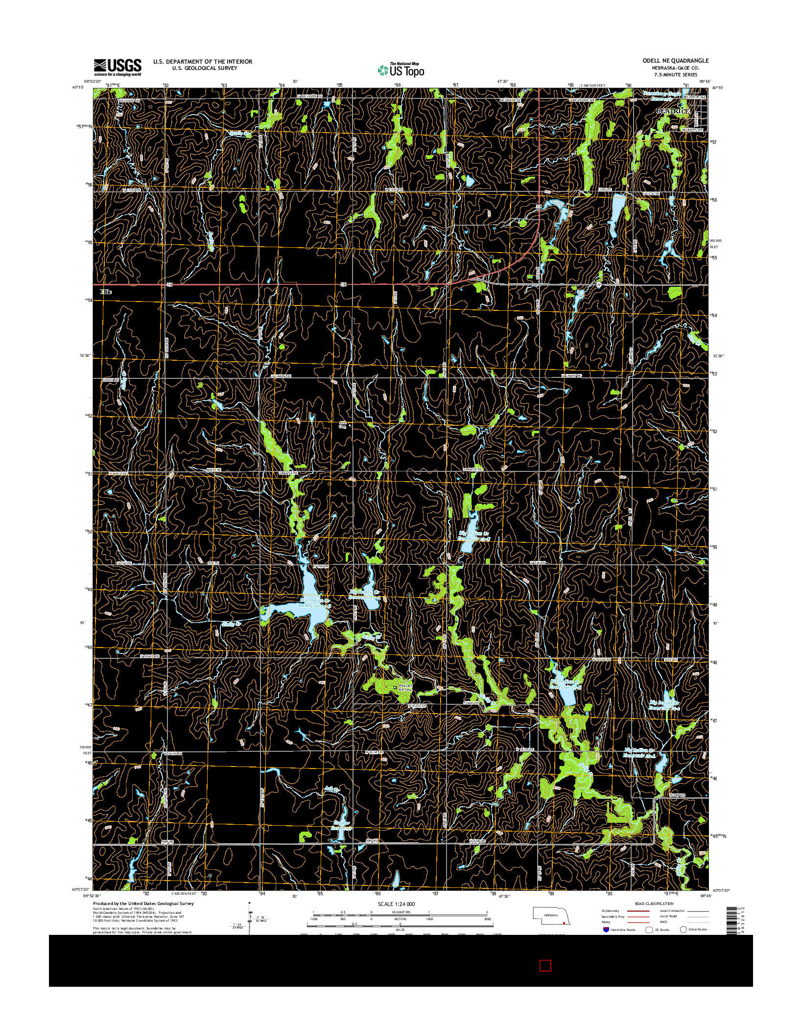 USGS US TOPO 7.5-MINUTE MAP FOR ODELL NE, NE 2014