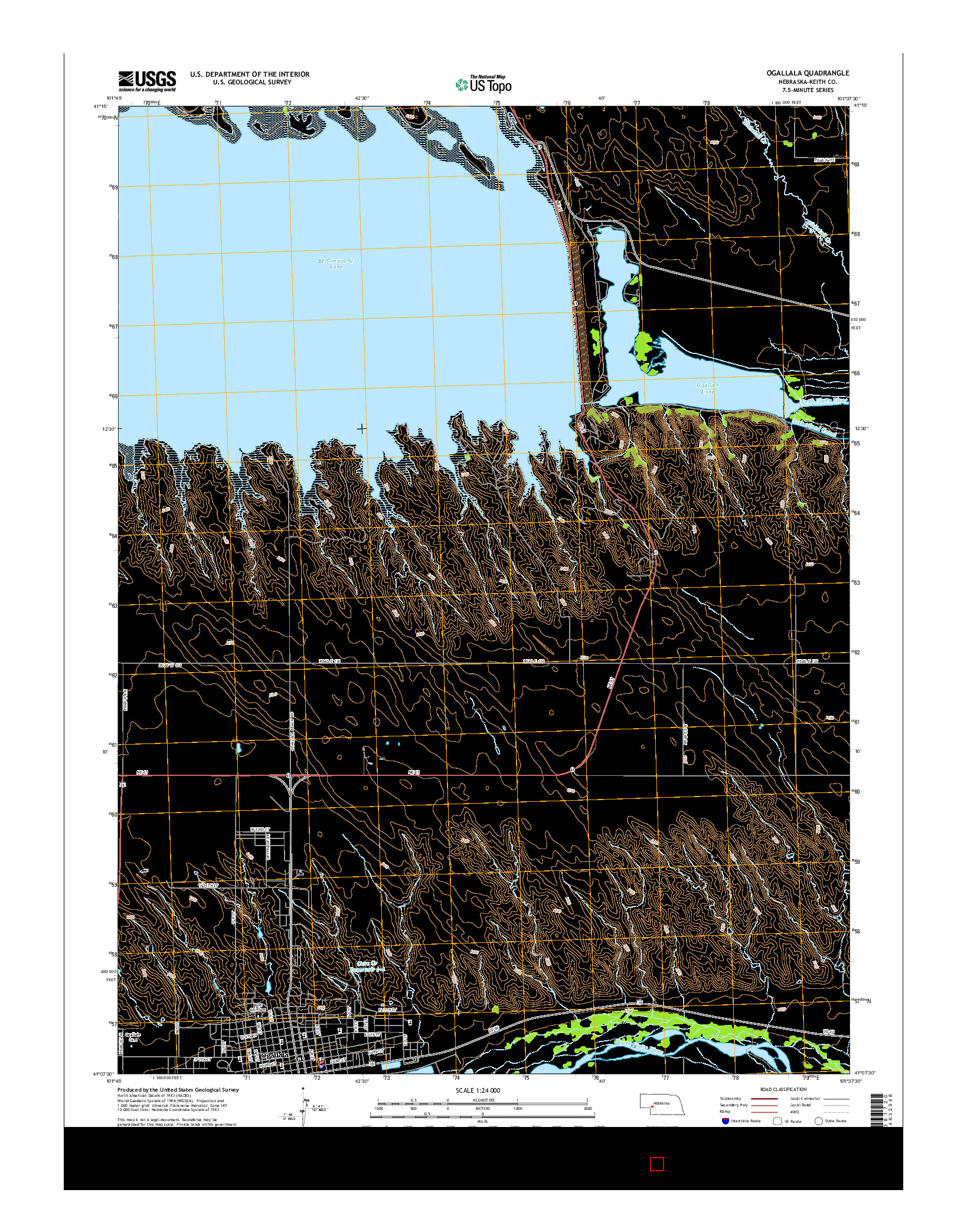 USGS US TOPO 7.5-MINUTE MAP FOR OGALLALA, NE 2014