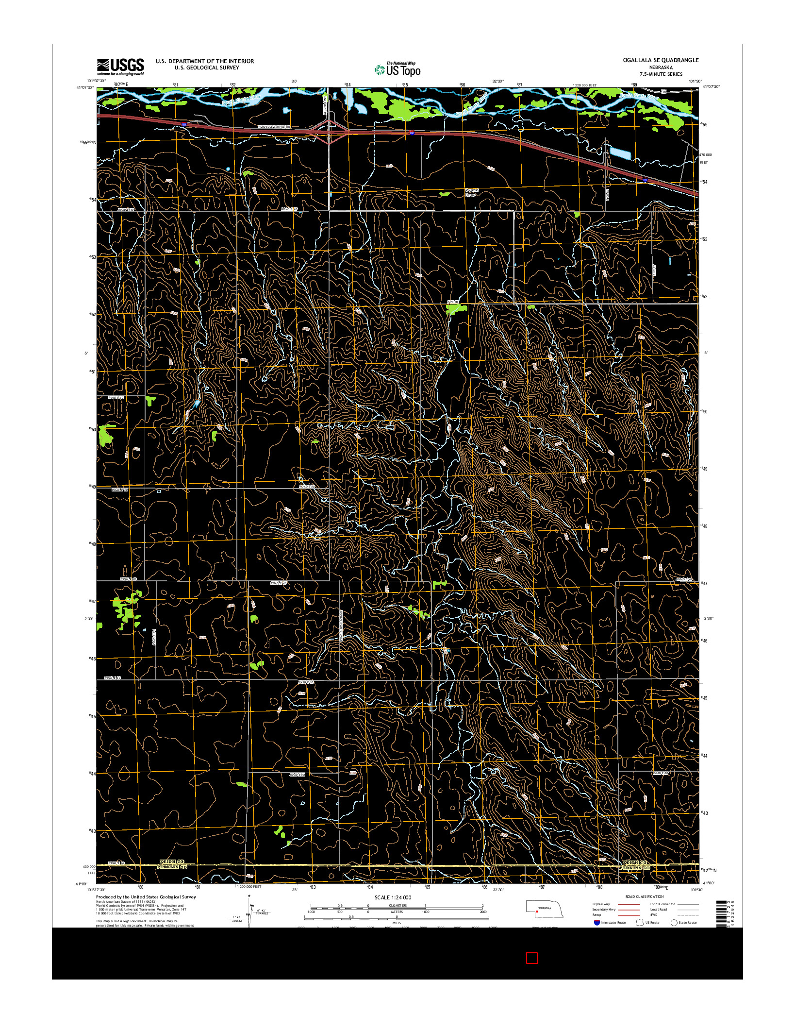USGS US TOPO 7.5-MINUTE MAP FOR OGALLALA SE, NE 2014