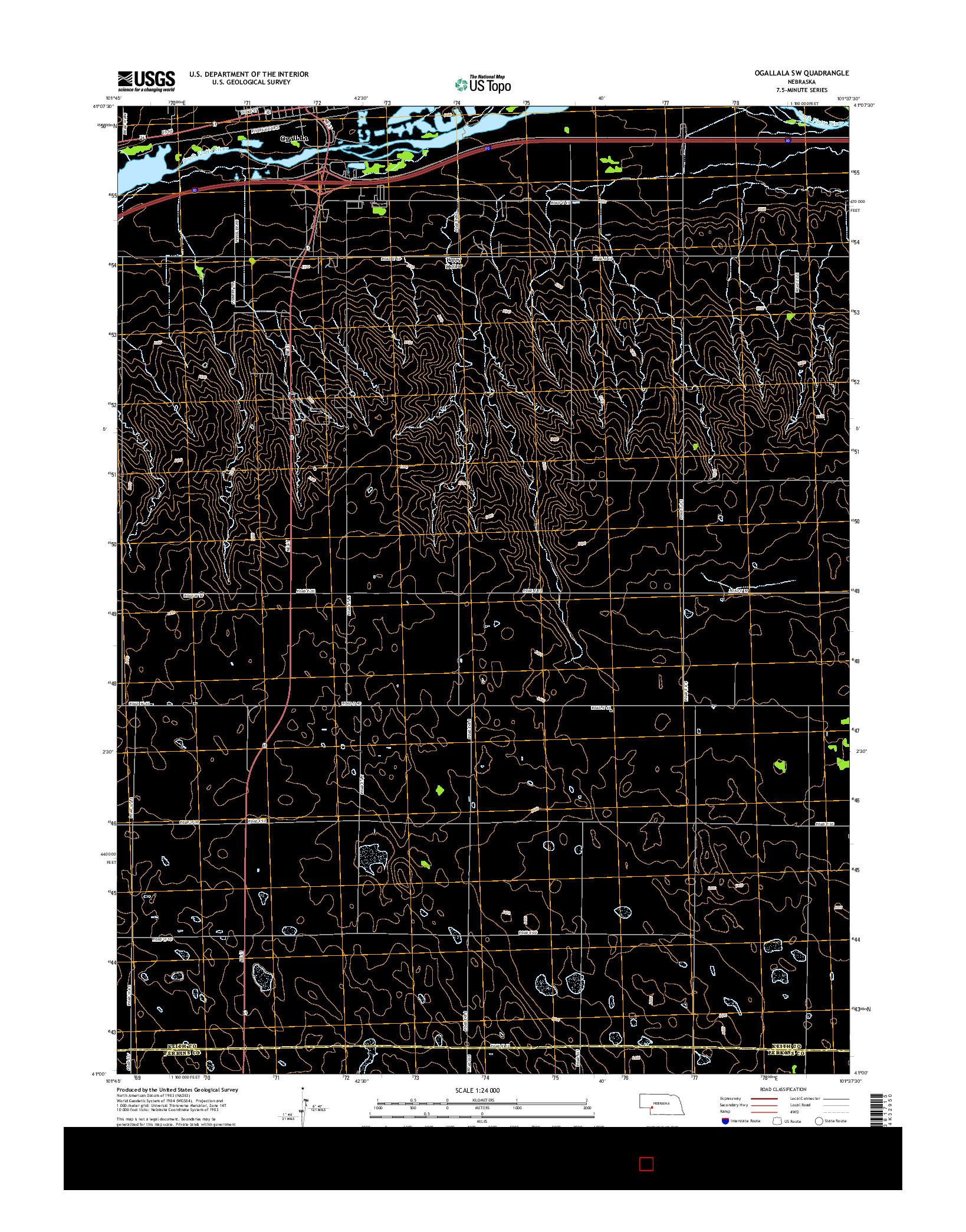 USGS US TOPO 7.5-MINUTE MAP FOR OGALLALA SW, NE 2014