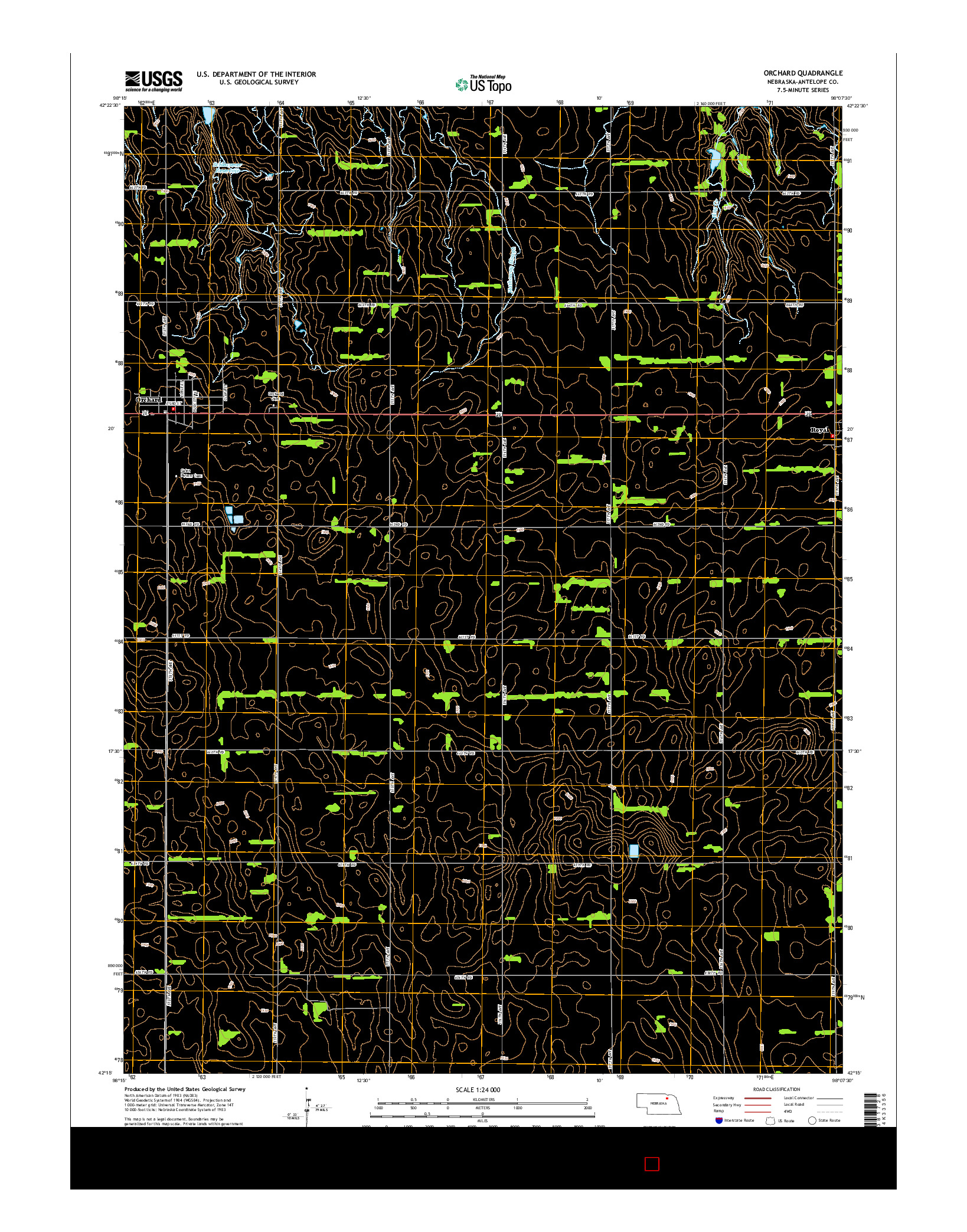 USGS US TOPO 7.5-MINUTE MAP FOR ORCHARD, NE 2014