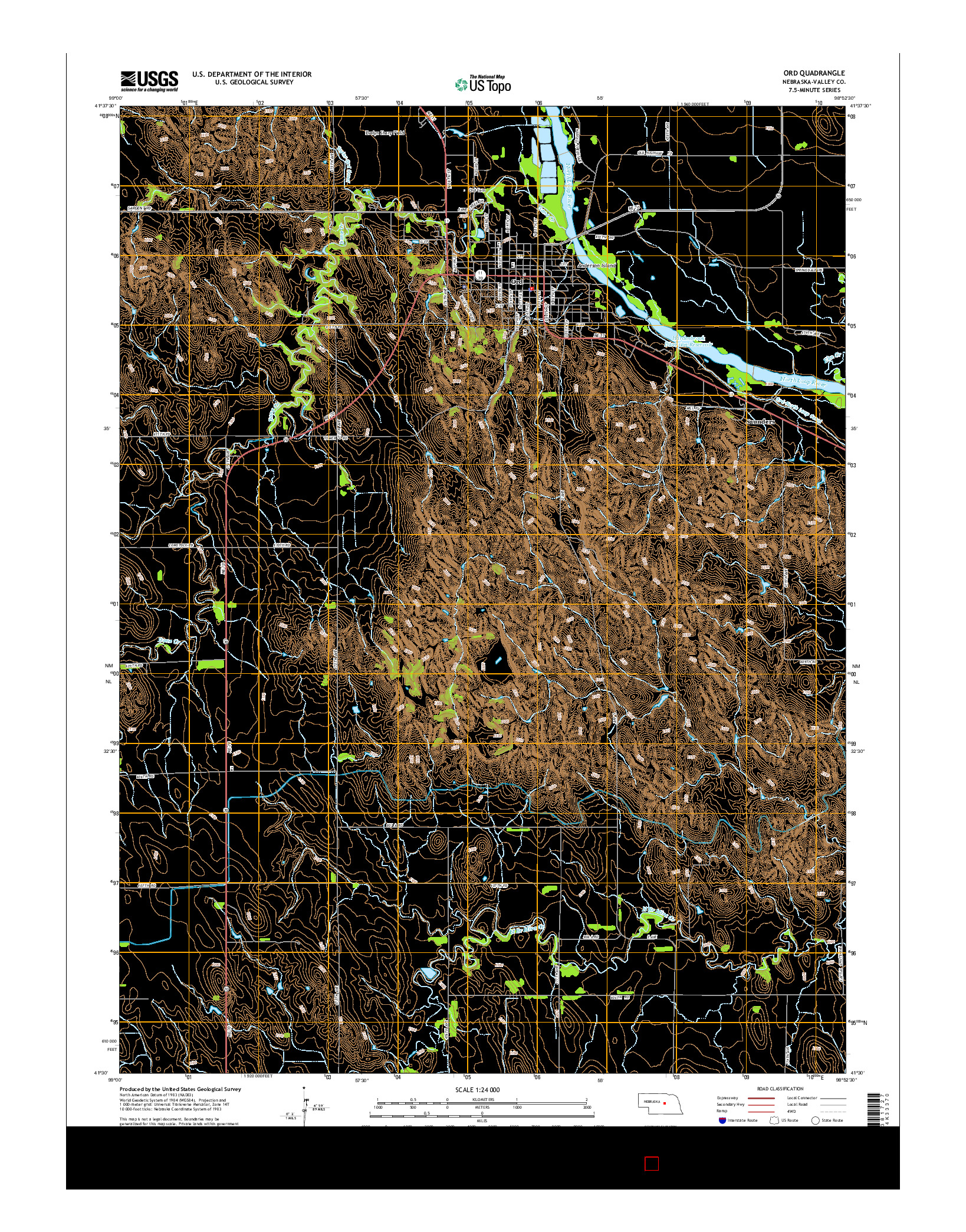 USGS US TOPO 7.5-MINUTE MAP FOR ORD, NE 2014