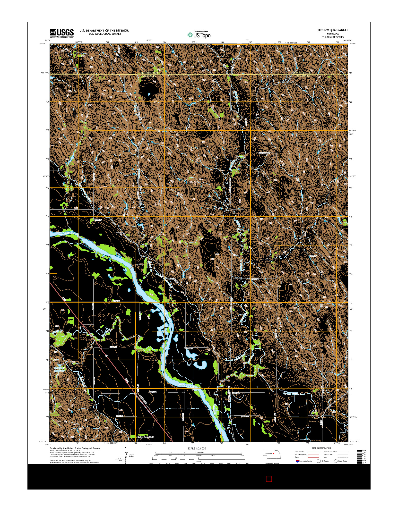 USGS US TOPO 7.5-MINUTE MAP FOR ORD NW, NE 2014