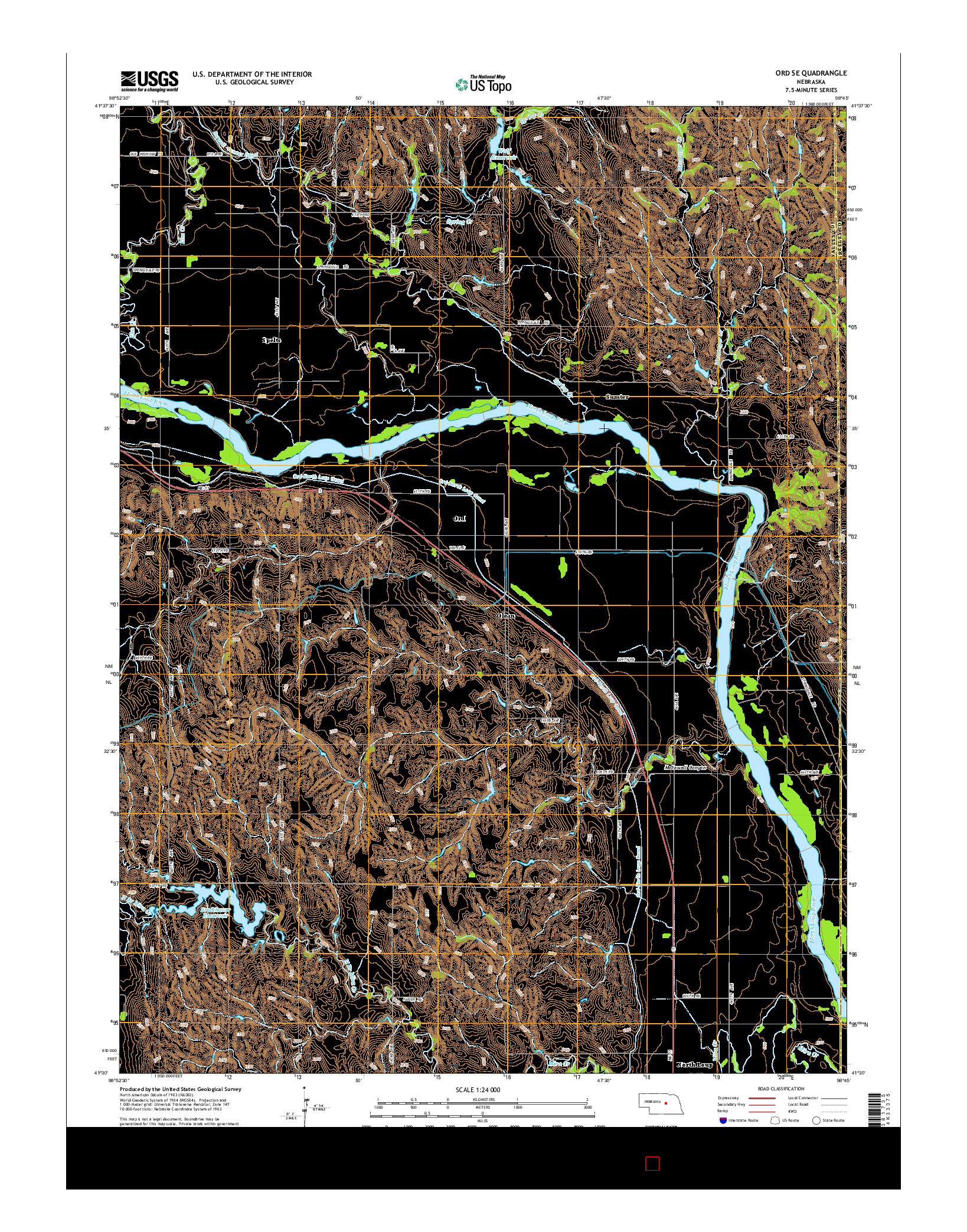USGS US TOPO 7.5-MINUTE MAP FOR ORD SE, NE 2014