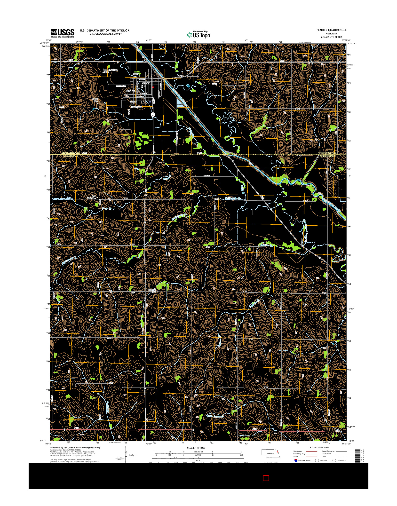 USGS US TOPO 7.5-MINUTE MAP FOR PENDER, NE 2014