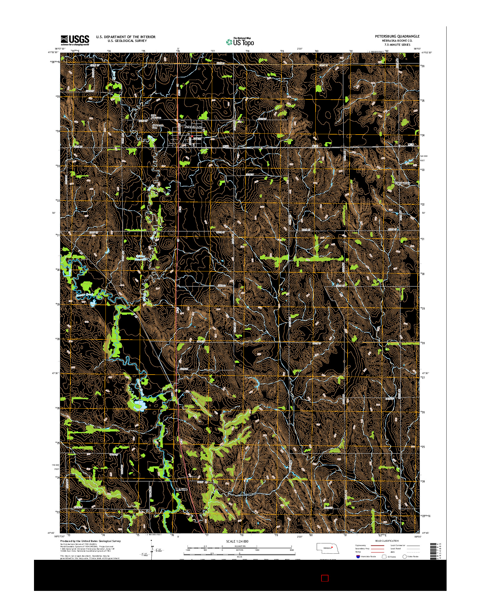 USGS US TOPO 7.5-MINUTE MAP FOR PETERSBURG, NE 2014