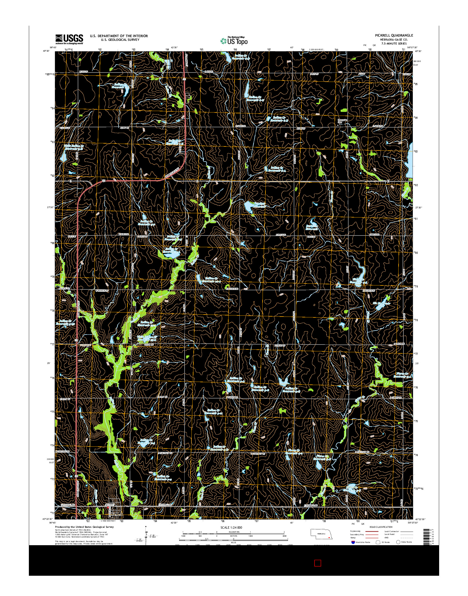 USGS US TOPO 7.5-MINUTE MAP FOR PICKRELL, NE 2014