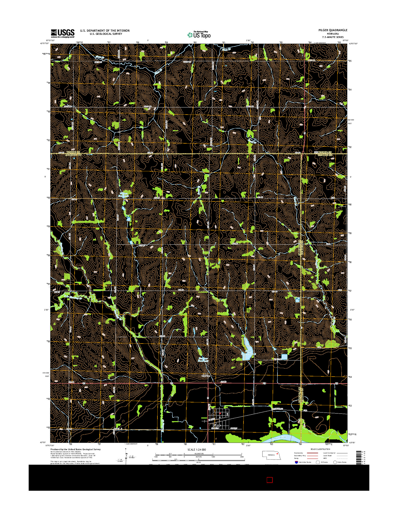 USGS US TOPO 7.5-MINUTE MAP FOR PILGER, NE 2014