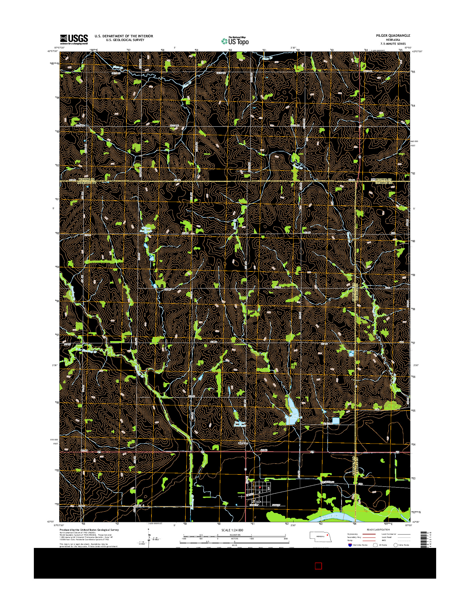 USGS US TOPO 7.5-MINUTE MAP FOR PILGER, NE 2014