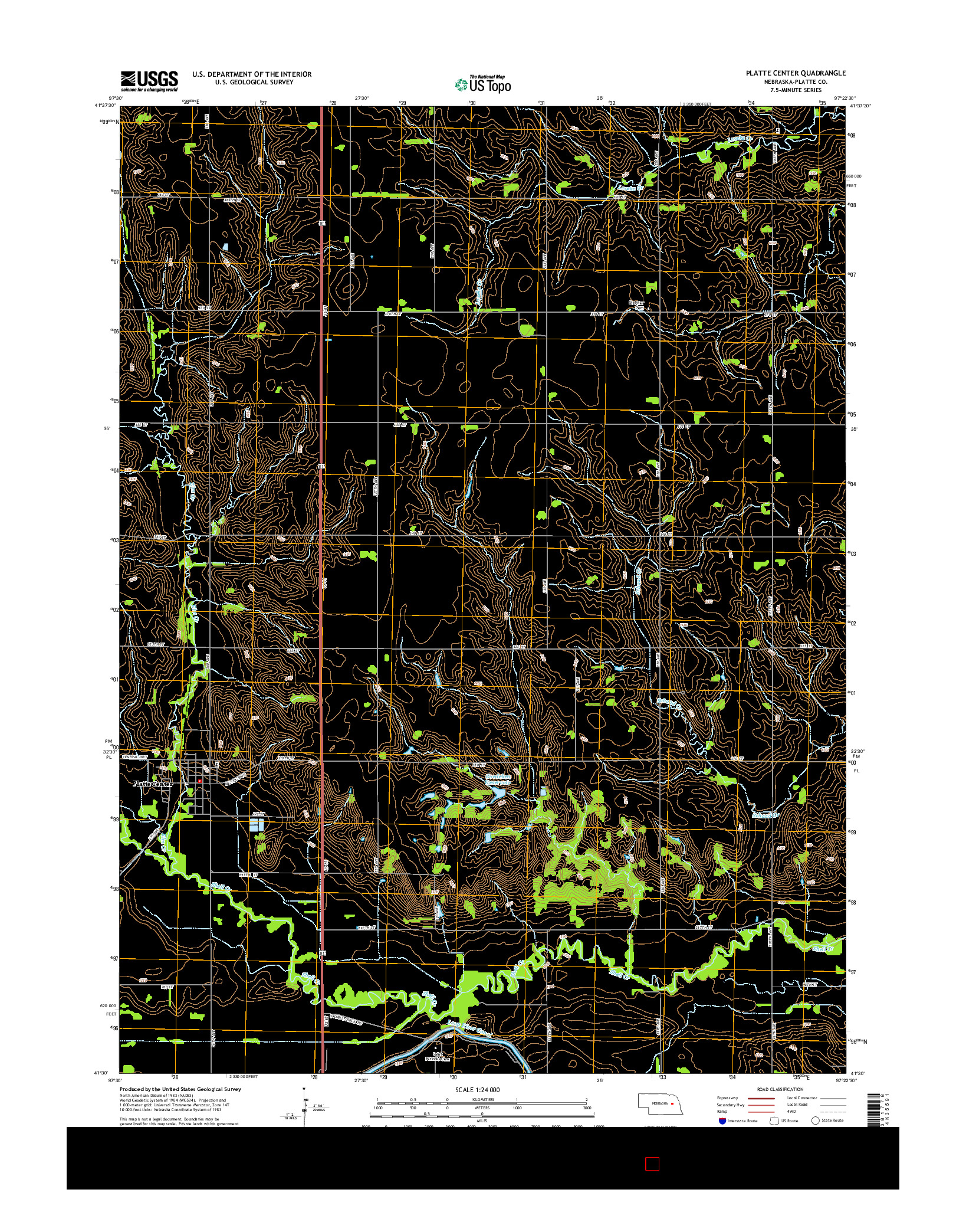 USGS US TOPO 7.5-MINUTE MAP FOR PLATTE CENTER, NE 2014