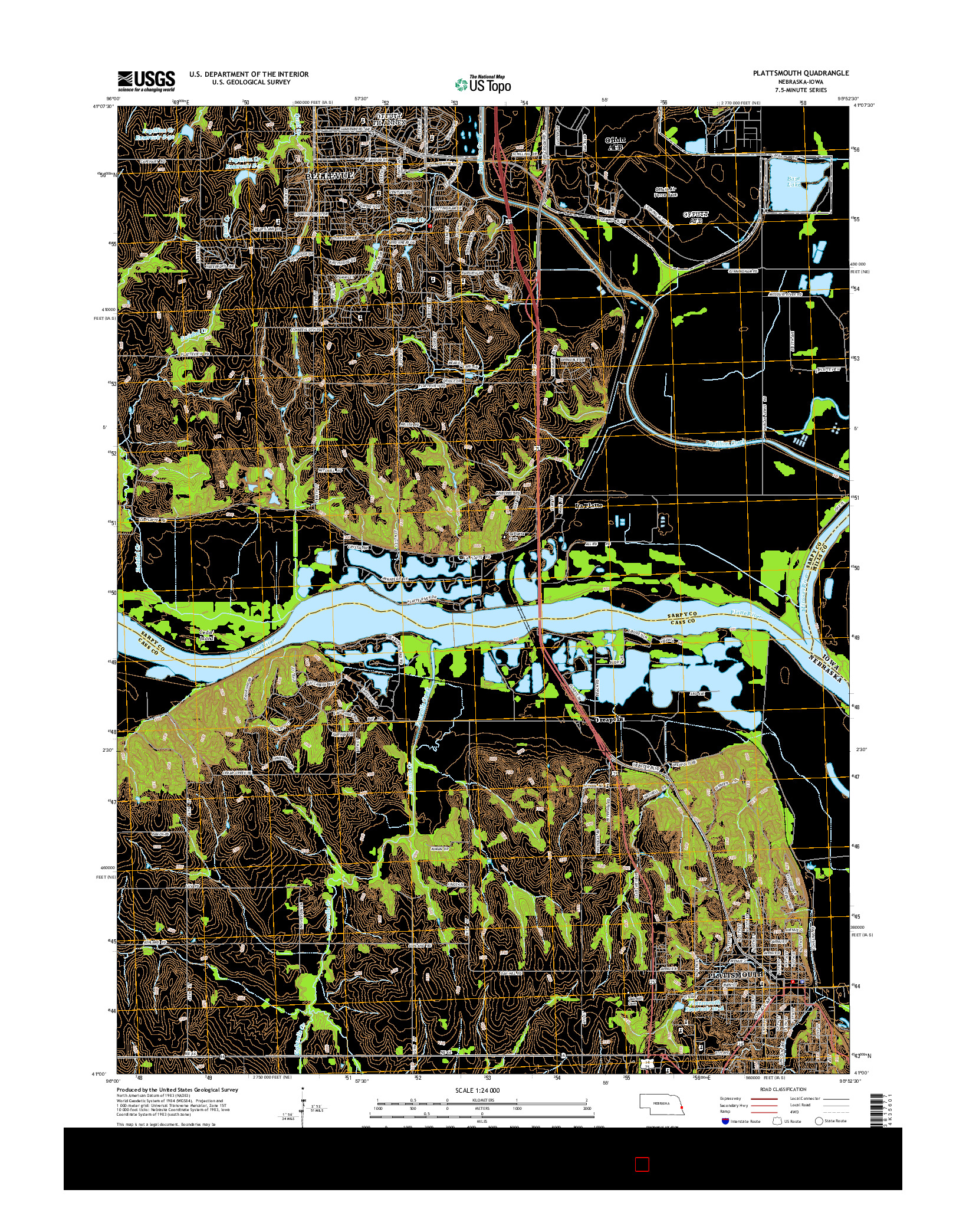 USGS US TOPO 7.5-MINUTE MAP FOR PLATTSMOUTH, NE-IA 2014