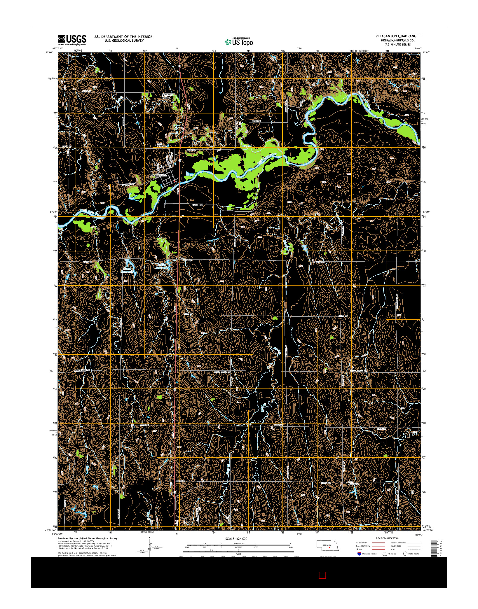 USGS US TOPO 7.5-MINUTE MAP FOR PLEASANTON, NE 2014