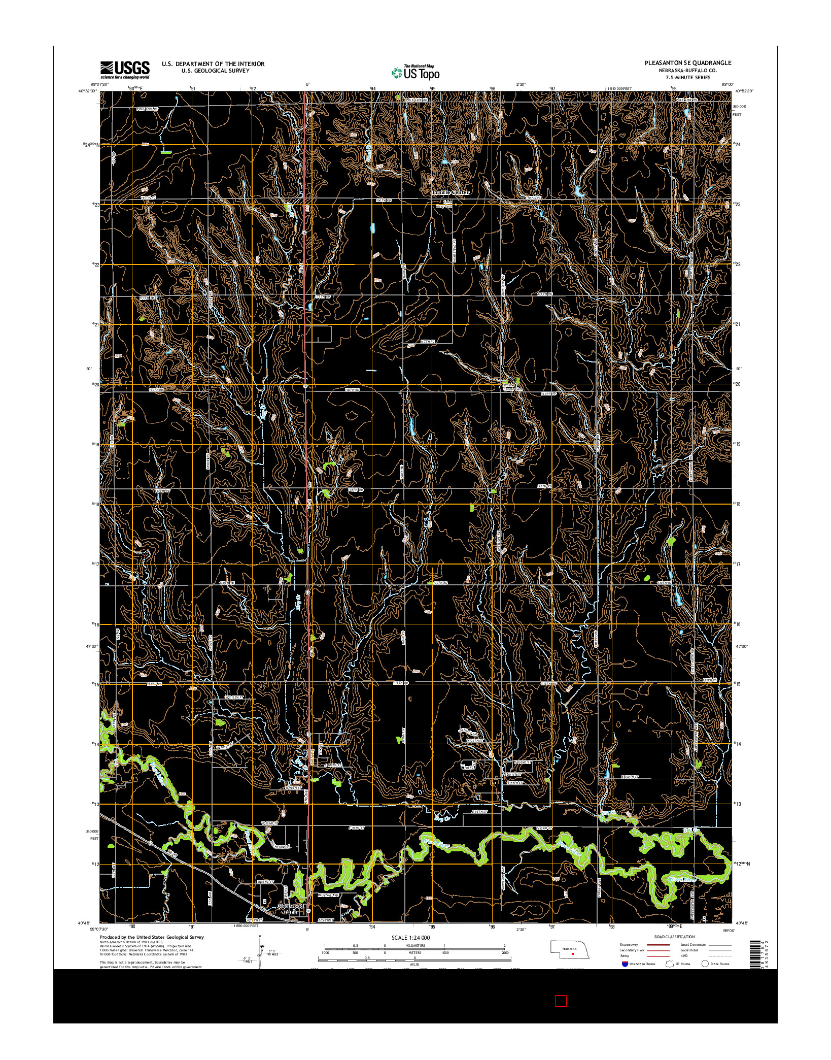 USGS US TOPO 7.5-MINUTE MAP FOR PLEASANTON SE, NE 2014