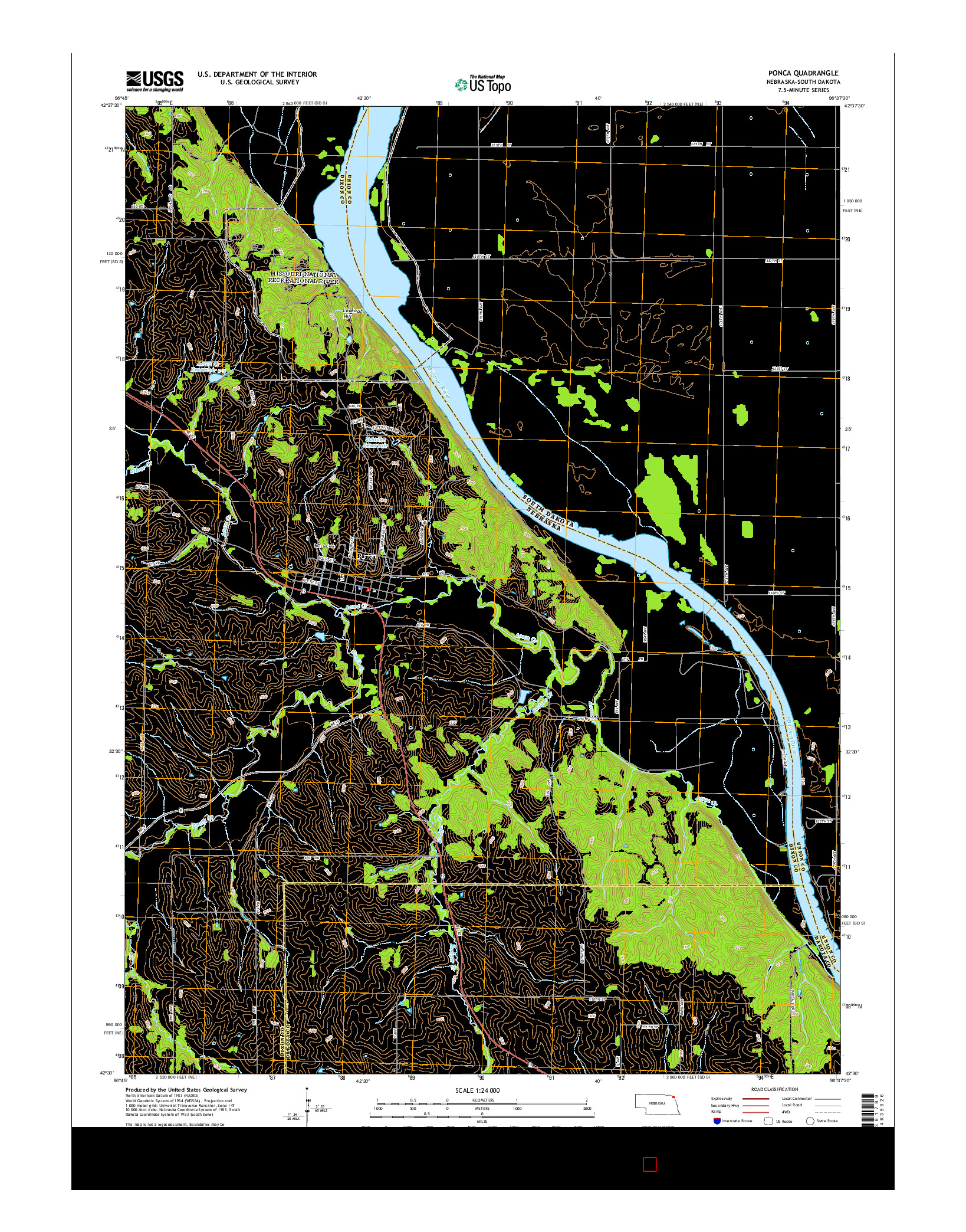USGS US TOPO 7.5-MINUTE MAP FOR PONCA, NE-SD 2014