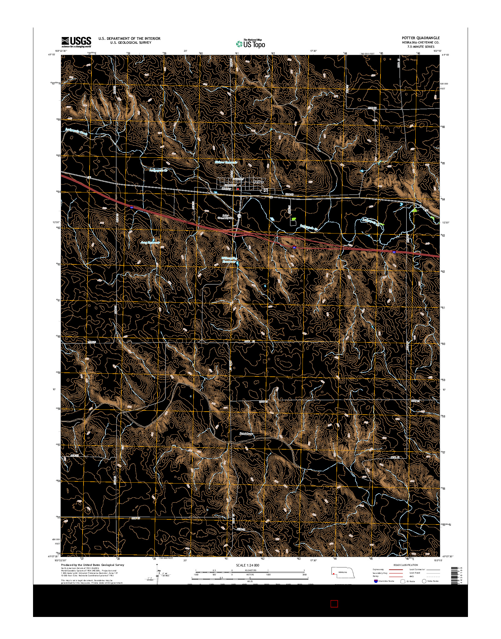 USGS US TOPO 7.5-MINUTE MAP FOR POTTER, NE 2014