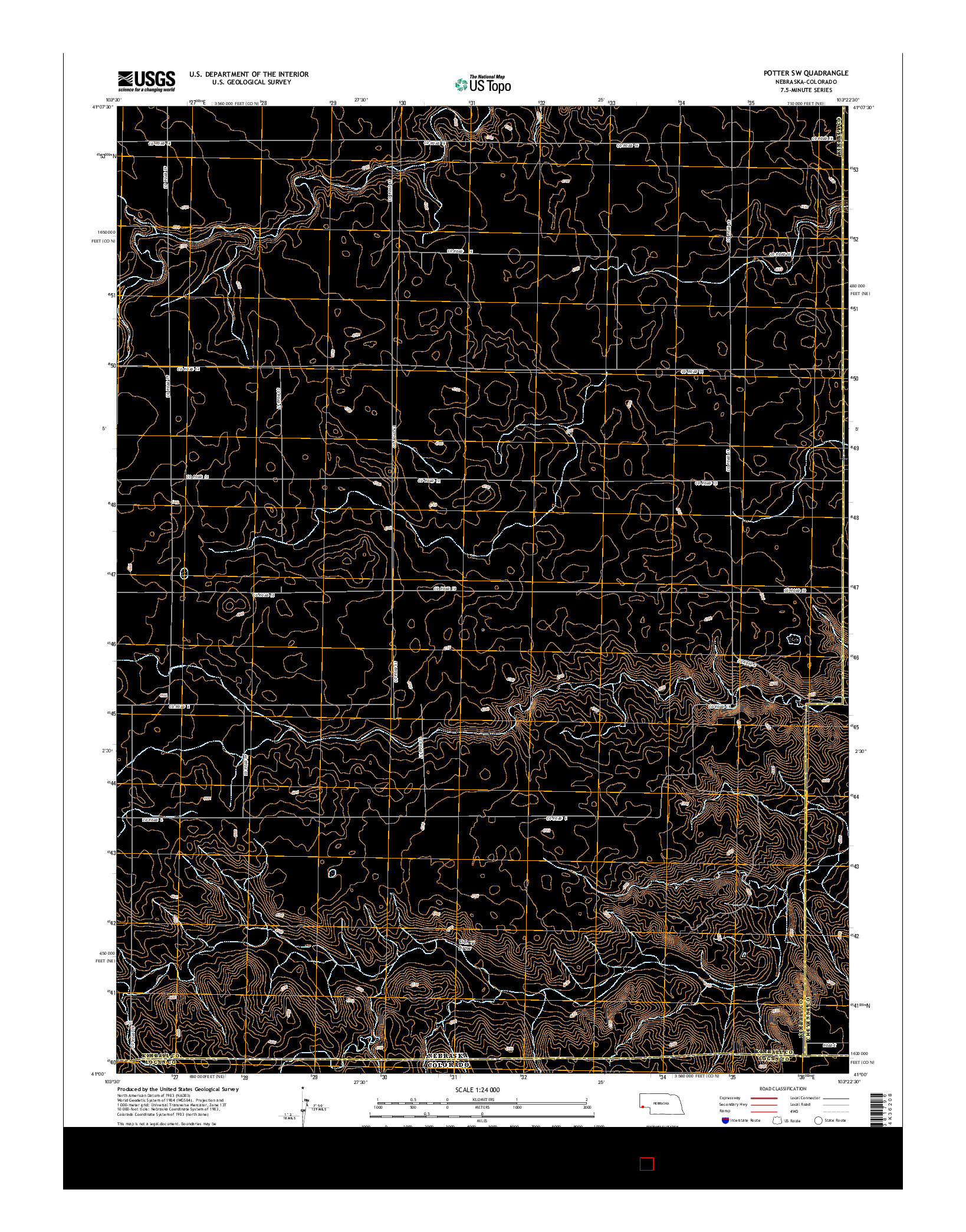 USGS US TOPO 7.5-MINUTE MAP FOR POTTER SW, NE-CO 2014