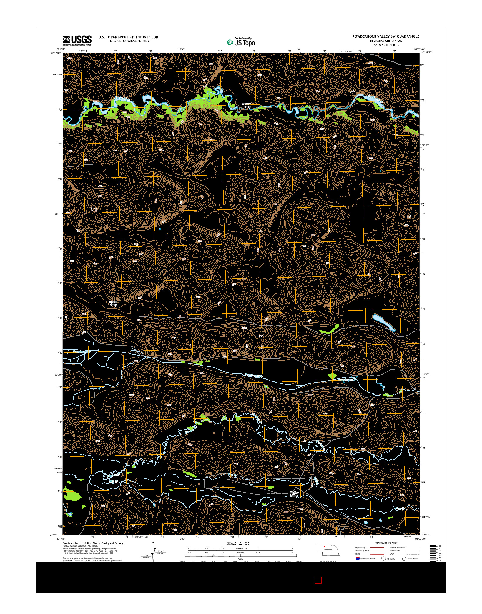 USGS US TOPO 7.5-MINUTE MAP FOR POWDERHORN VALLEY SW, NE 2014