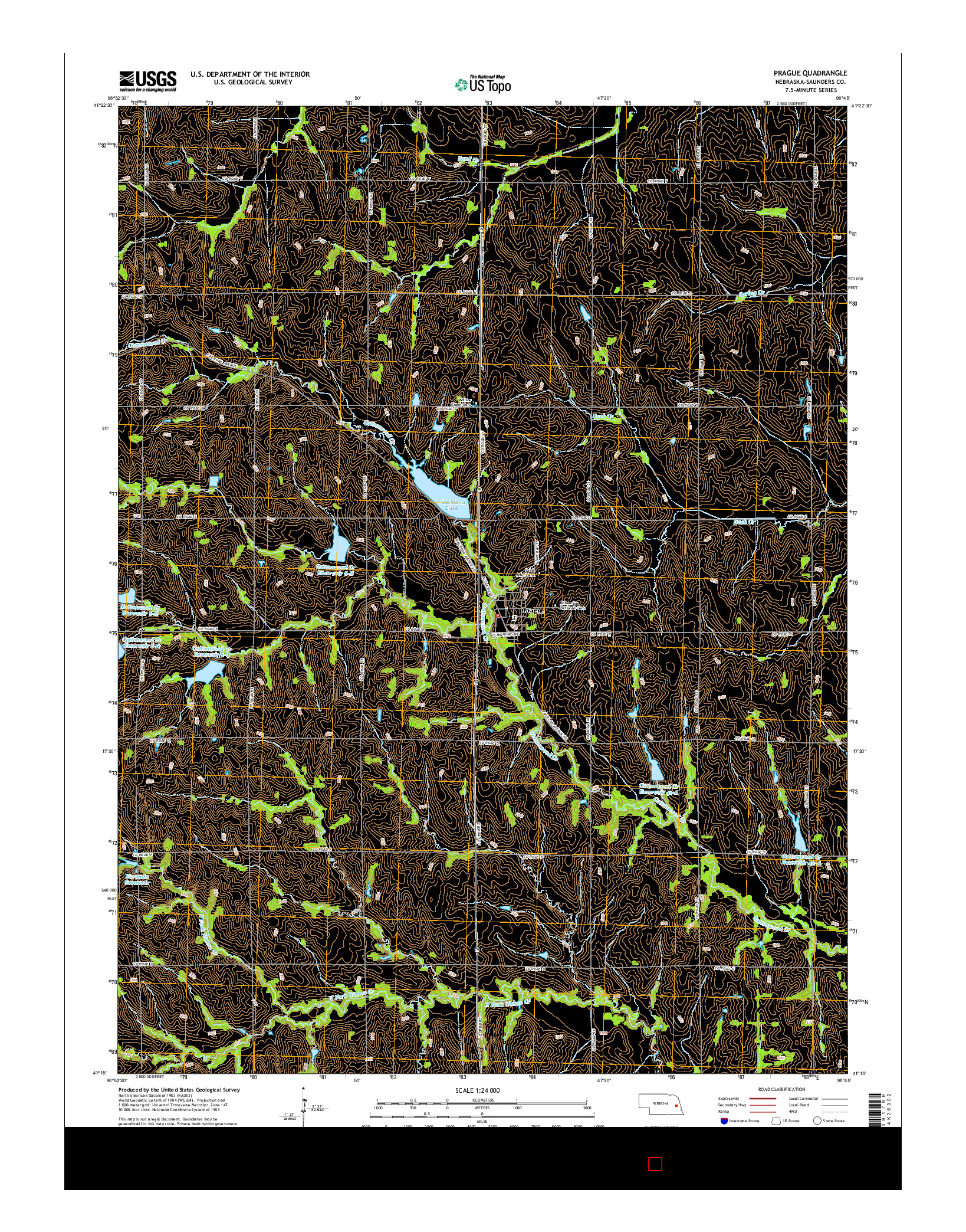 USGS US TOPO 7.5-MINUTE MAP FOR PRAGUE, NE 2014