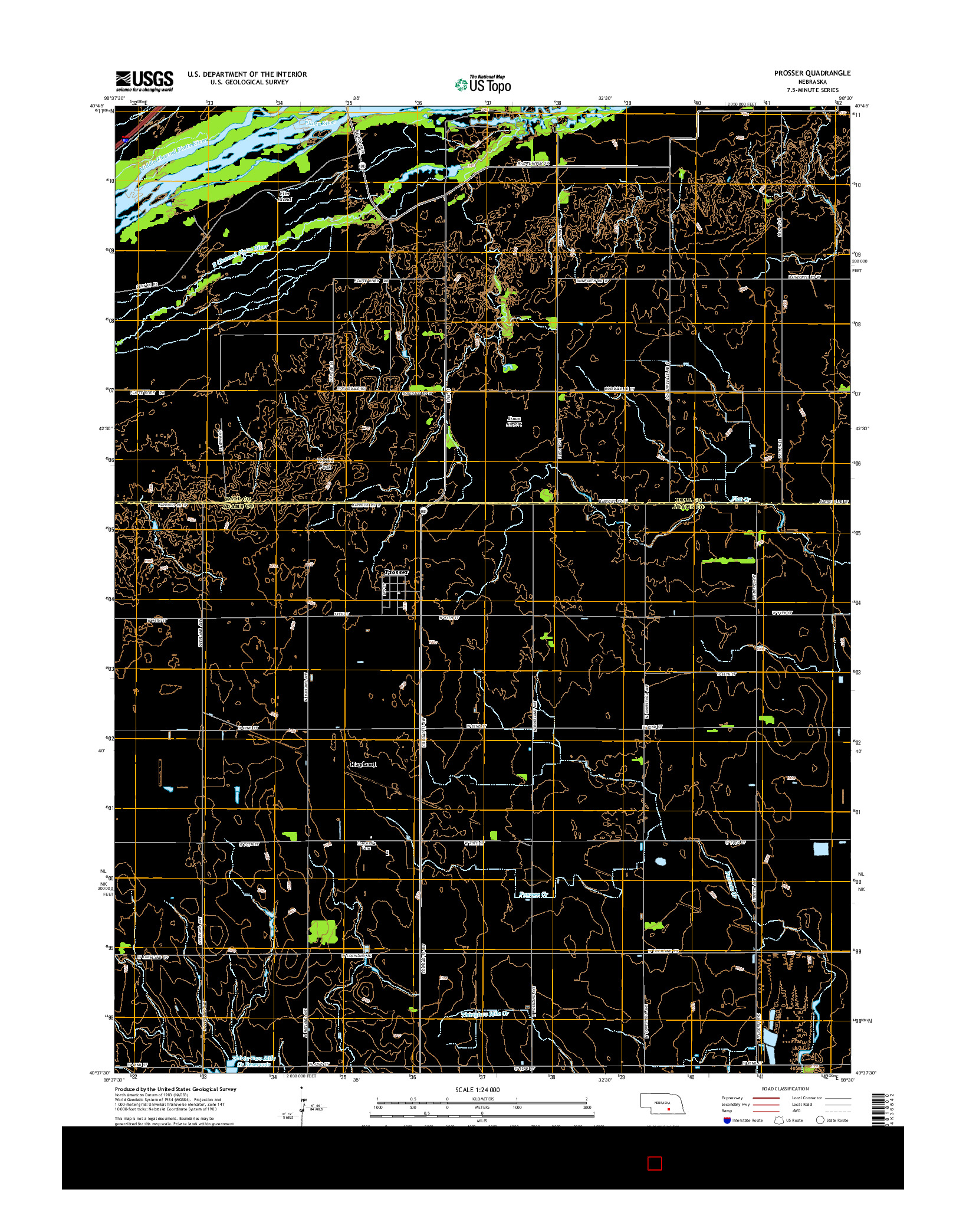 USGS US TOPO 7.5-MINUTE MAP FOR PROSSER, NE 2014