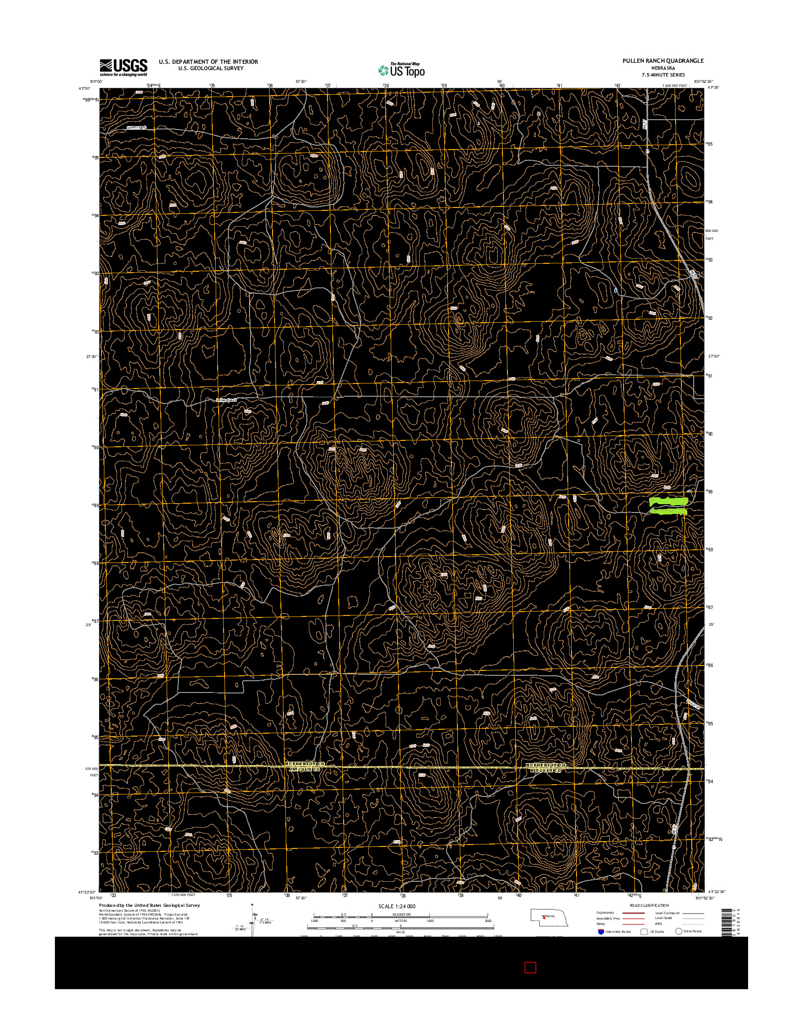 USGS US TOPO 7.5-MINUTE MAP FOR PULLEN RANCH, NE 2014