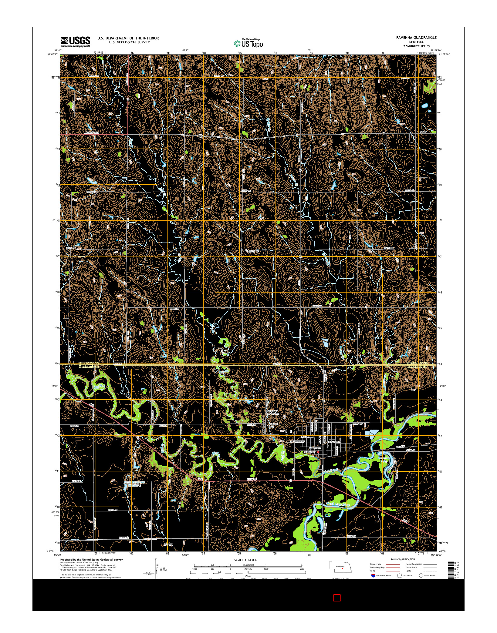 USGS US TOPO 7.5-MINUTE MAP FOR RAVENNA, NE 2014