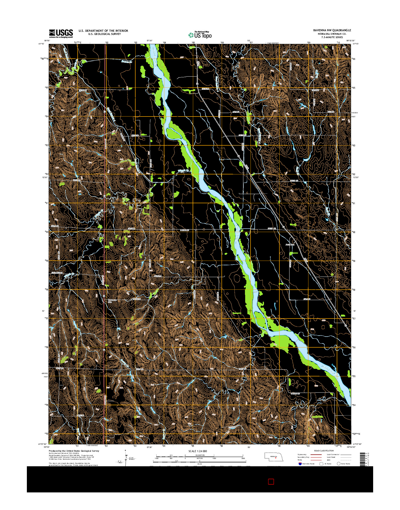 USGS US TOPO 7.5-MINUTE MAP FOR RAVENNA NW, NE 2014
