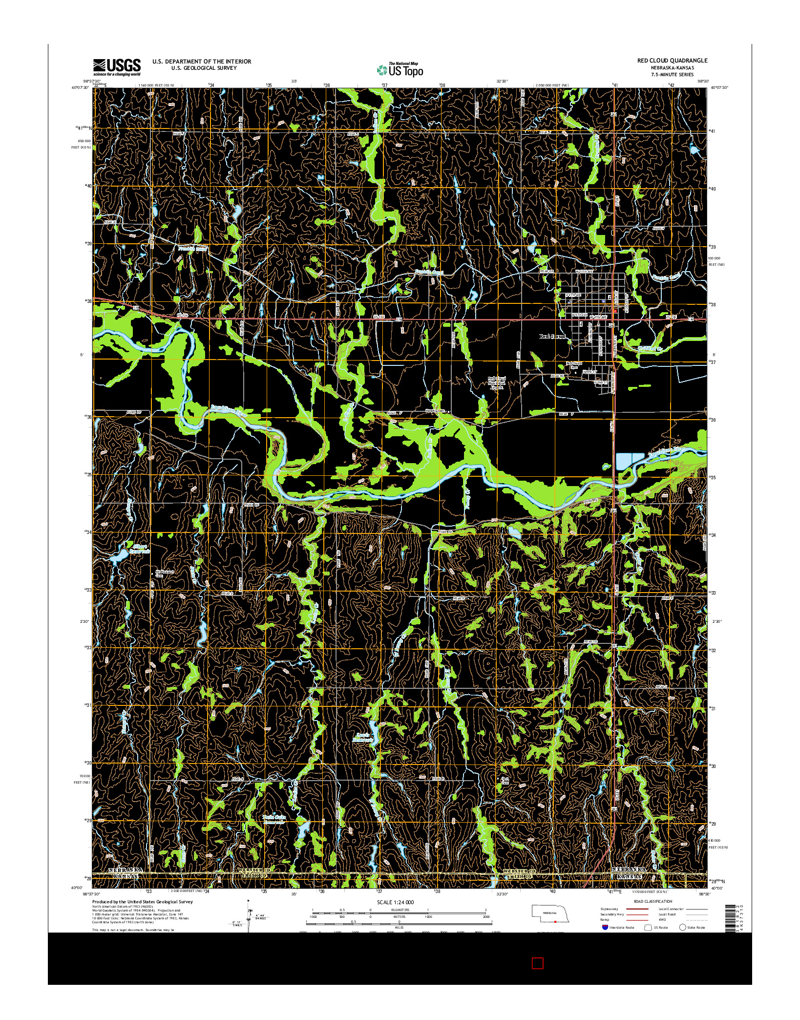 USGS US TOPO 7.5-MINUTE MAP FOR RED CLOUD, NE-KS 2014