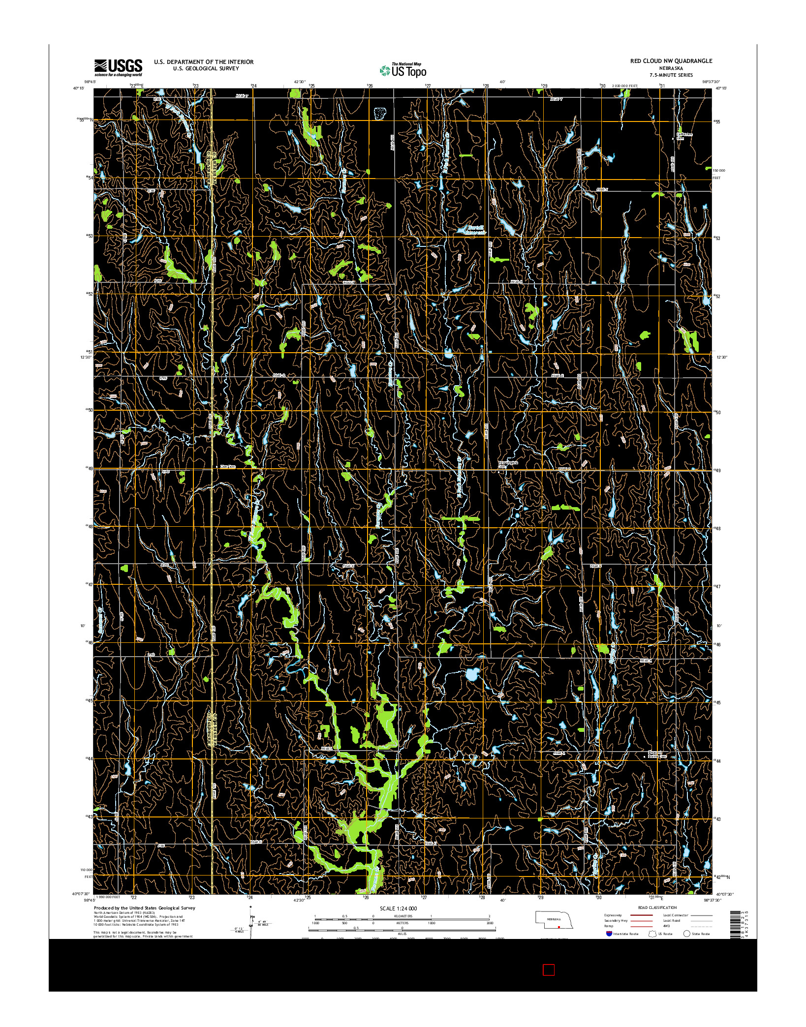 USGS US TOPO 7.5-MINUTE MAP FOR RED CLOUD NW, NE 2014