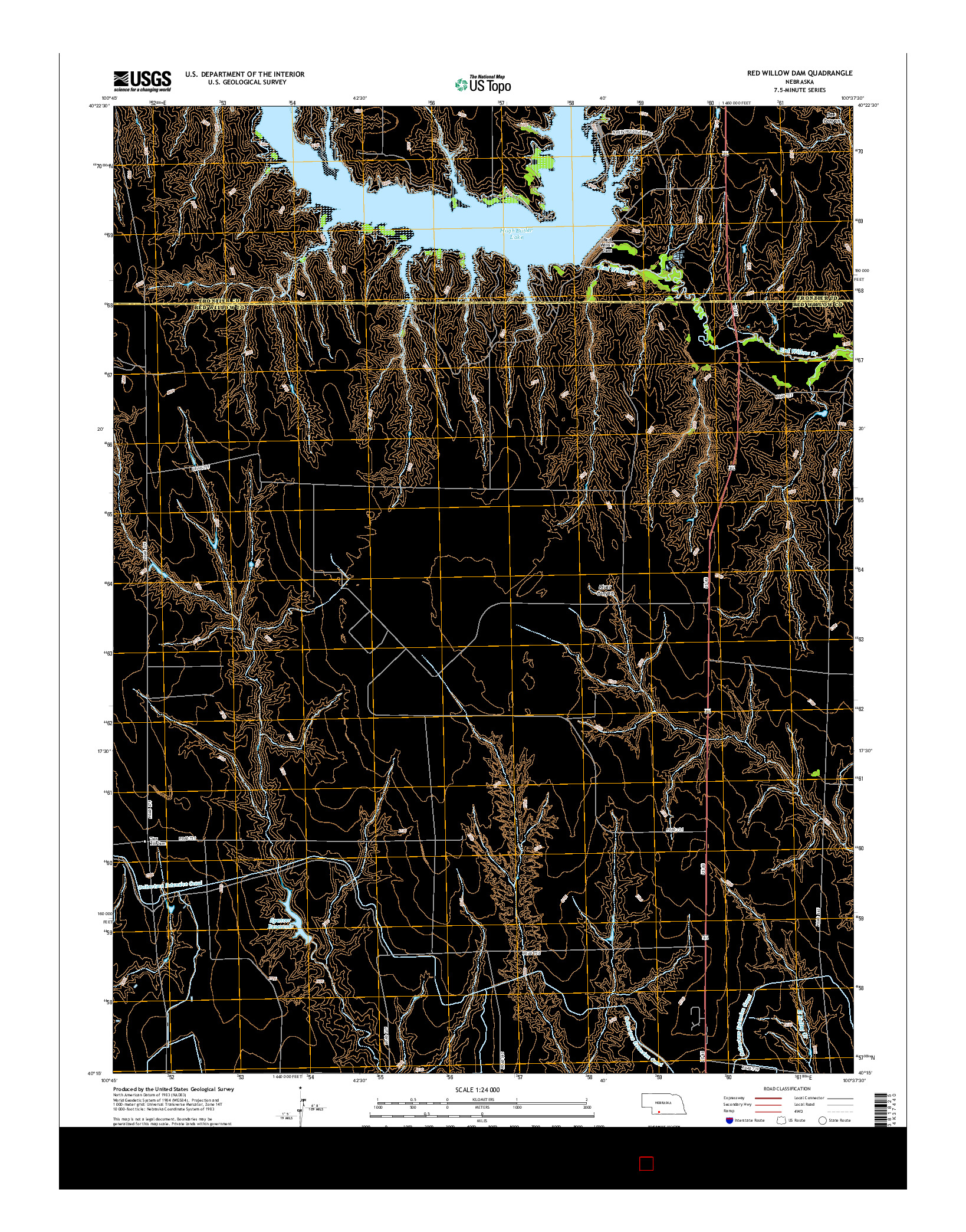 USGS US TOPO 7.5-MINUTE MAP FOR RED WILLOW DAM, NE 2014