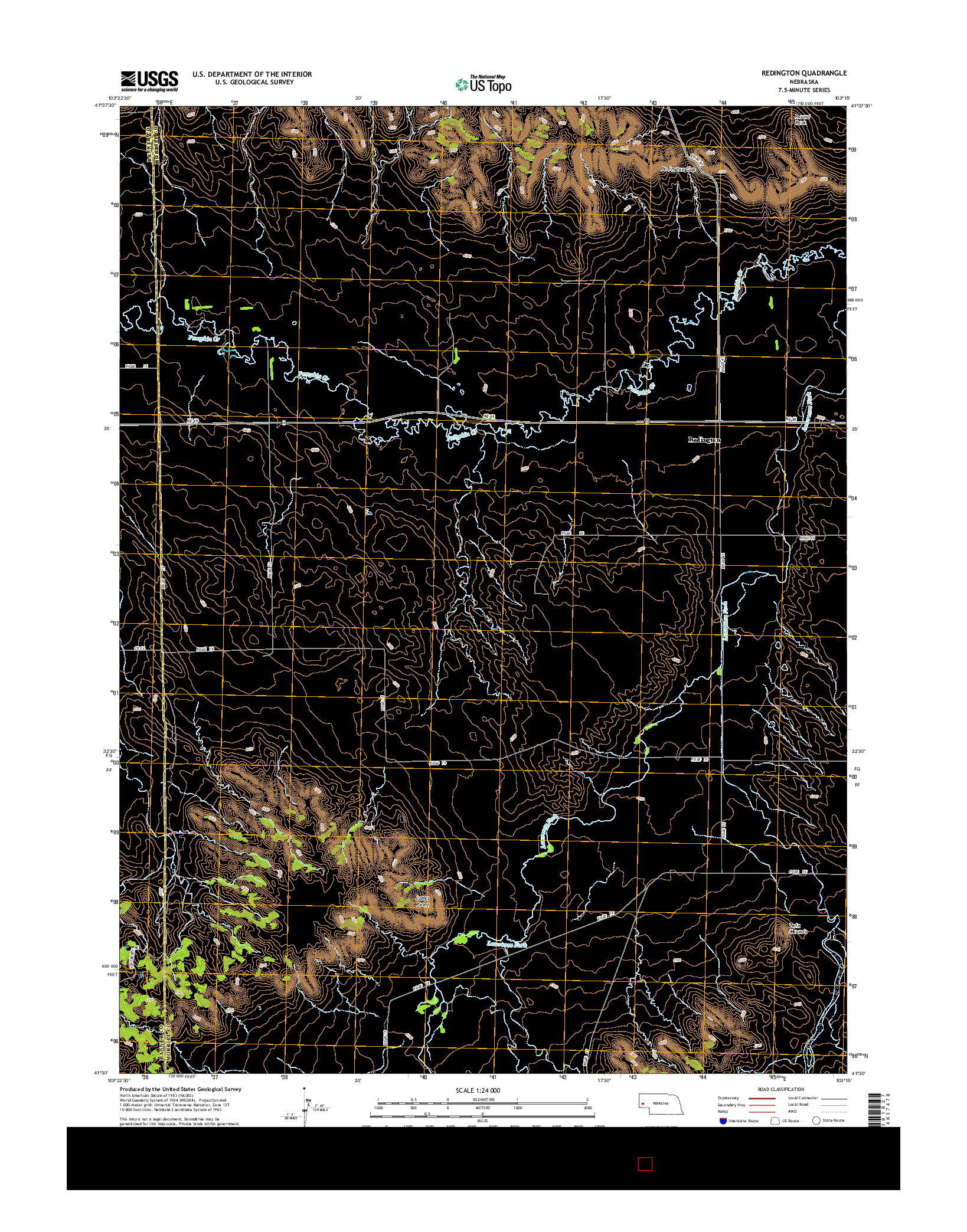 USGS US TOPO 7.5-MINUTE MAP FOR REDINGTON, NE 2014