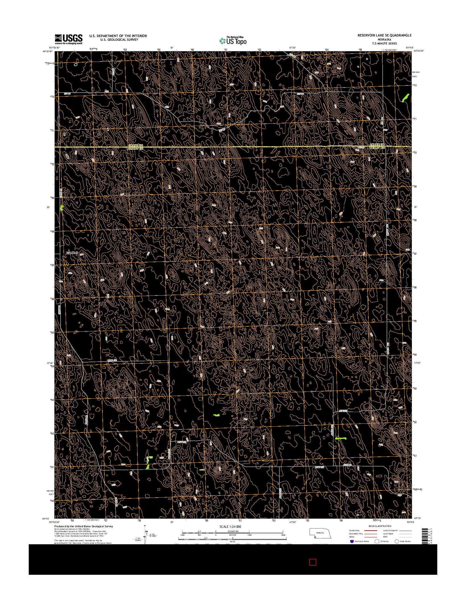 USGS US TOPO 7.5-MINUTE MAP FOR RESERVOIR LAKE SE, NE 2014