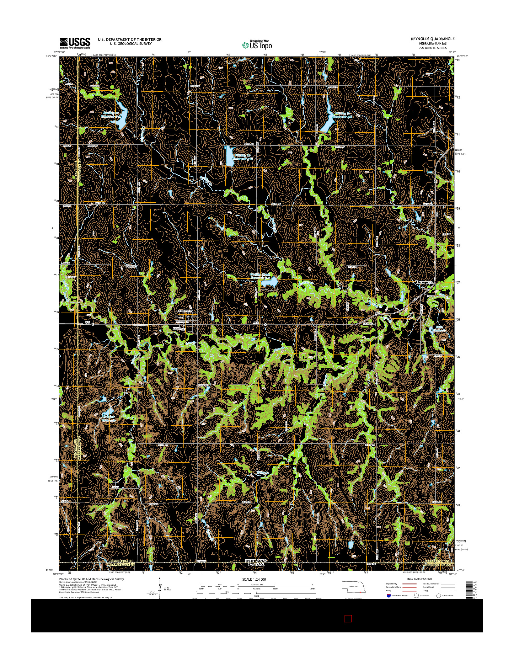 USGS US TOPO 7.5-MINUTE MAP FOR REYNOLDS, NE-KS 2014